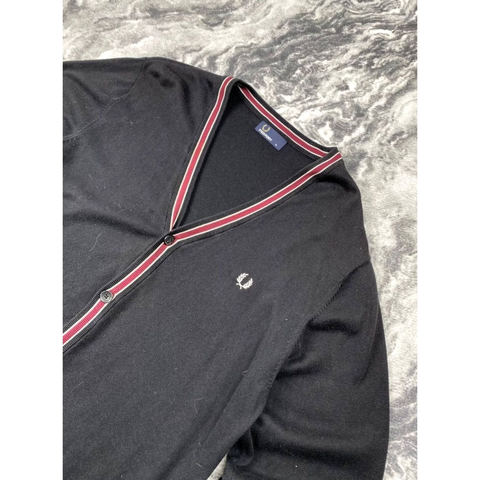 Fred Perry VINTAGE Fred Perry Cardigan Mens XL Black Knit Cardigan Logo Cotton Wool Winter Spring Fall Size US XL / EU 56 / 4 - 2 Thumbnail
