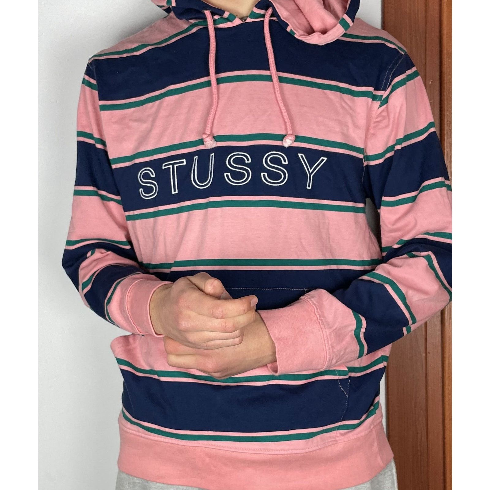 Stussy Stussy Men's Blue Striped Long Sleeve Ribbed Cuffs Hoodie S Size US S / EU 44-46 / 1 - 2 Thumbnail