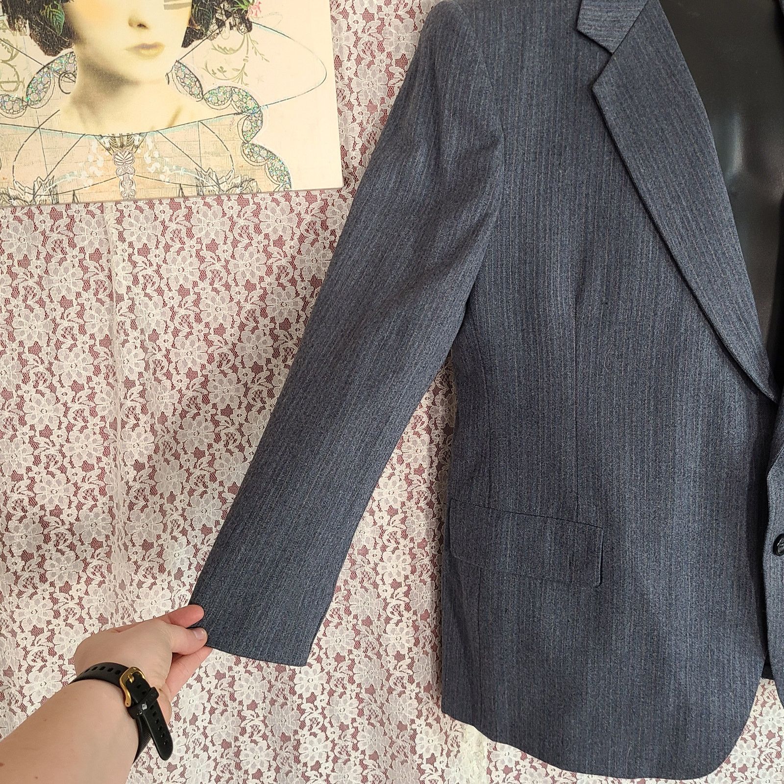 Vintage Vintage 90s kuppenheimer grey wool pinstripe blazer size xl Size 46R - 6 Thumbnail