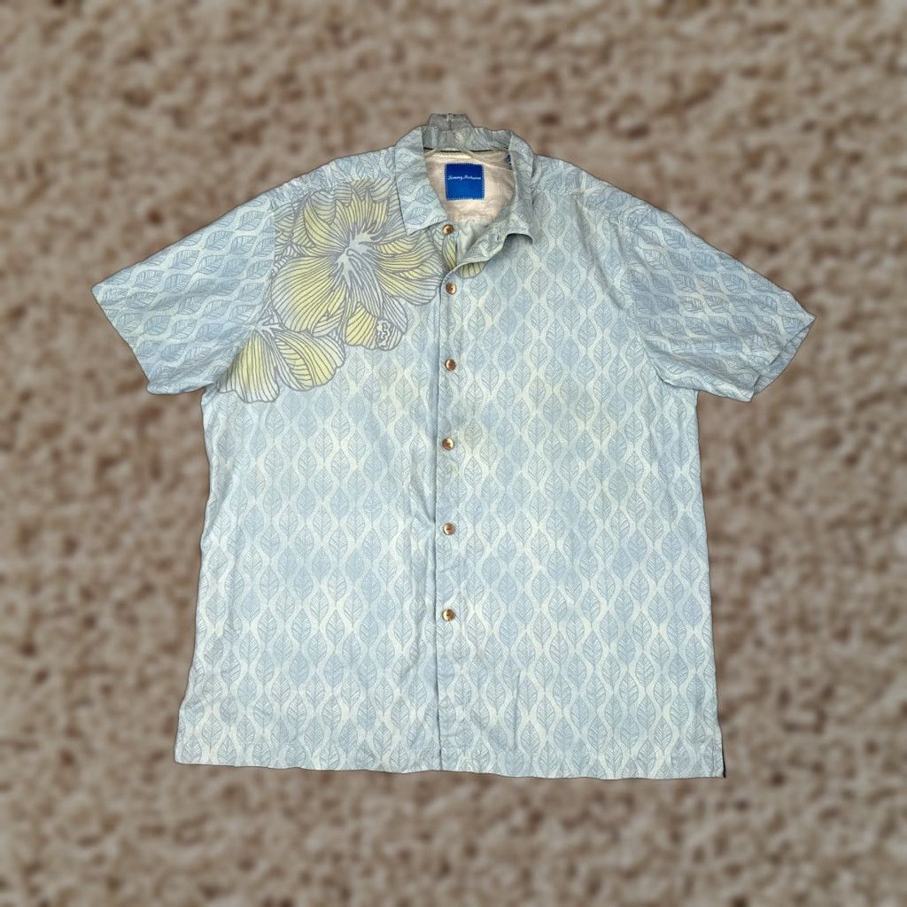 Tommy Bahama Tommy Bahama Shirt Men Extra Large Blue Floral 100% Silk Button-Up Hawaiian Aloha Beach Resort Short Sleeve Size US XL / EU 56 / 4 - 1 Thumbnail