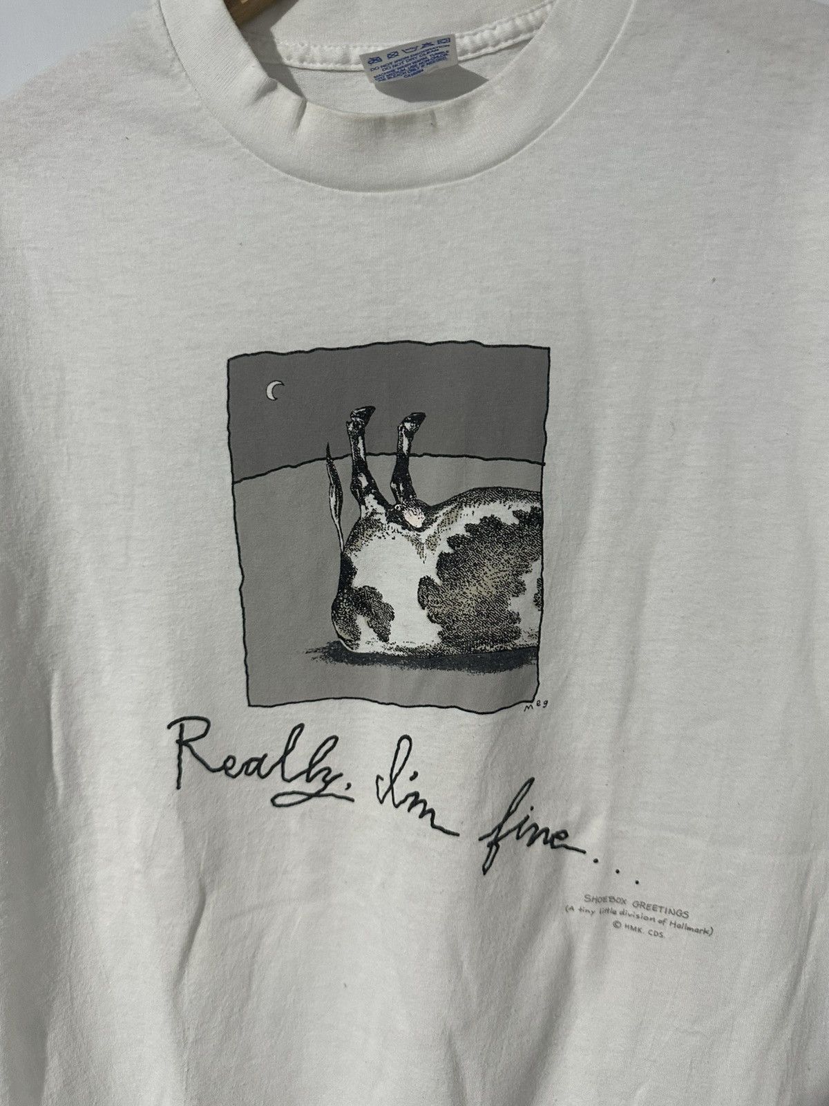 Vintage 90s SHOEBOX GREETINGS "Really I'm Fine" TSHIRT Size US L / EU 52-54 / 3 - 3 Thumbnail