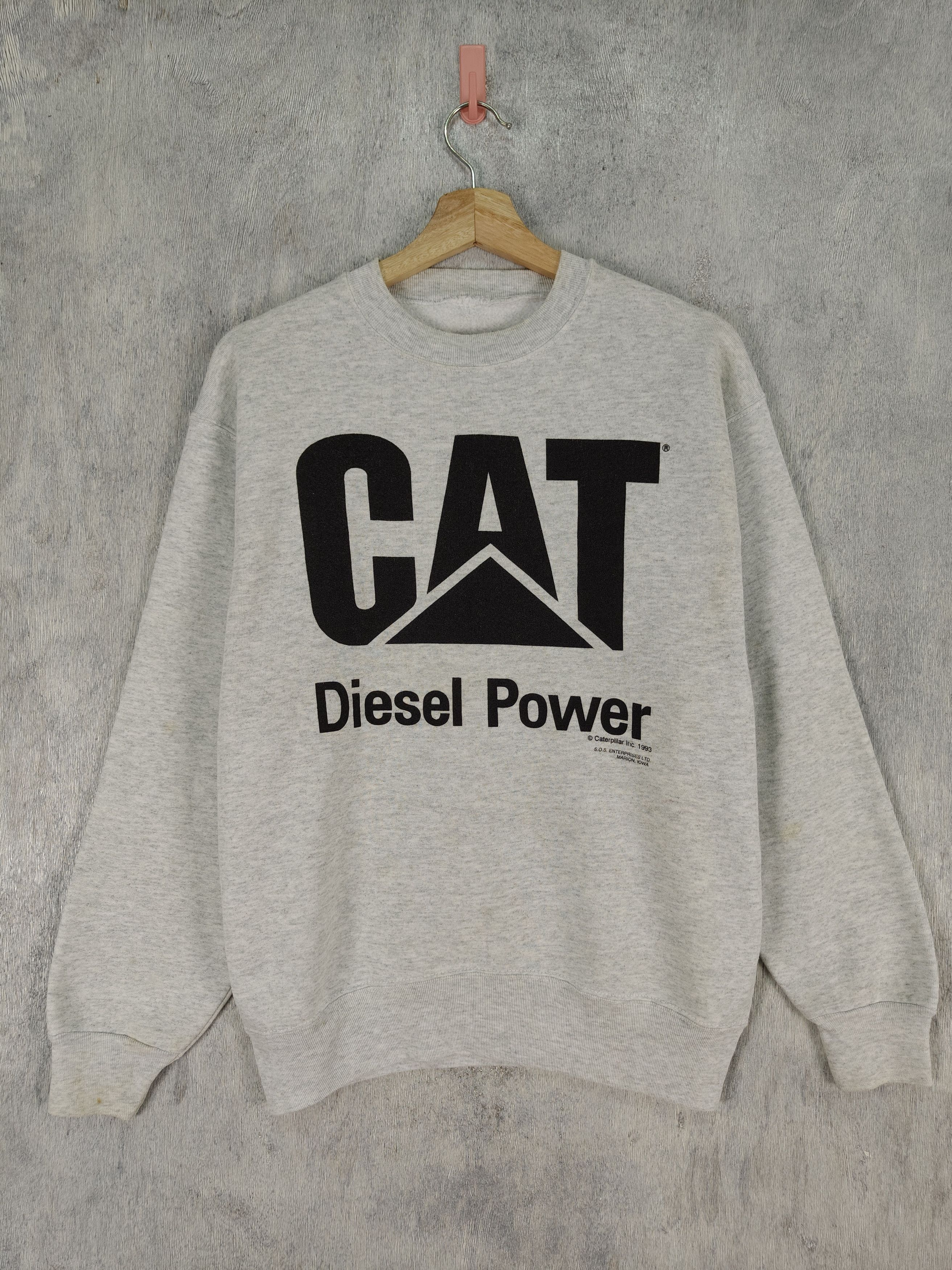 image of 1993 Cat Diesel Power Sweatshirt in Grey, Men's (Size Medium)