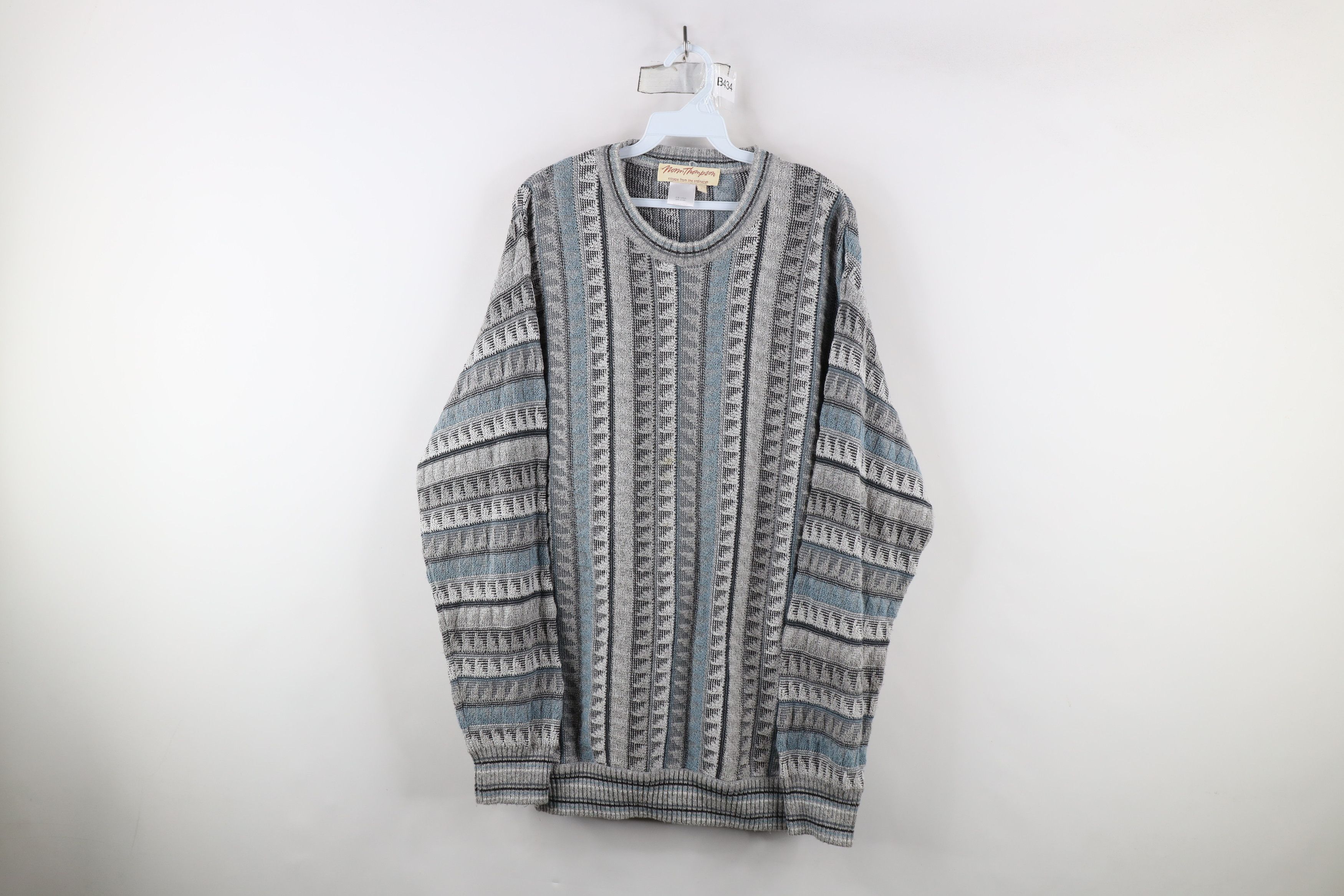 Vintage Vintage 90s Coogi Style Striped Knit Crewneck Sweater Size US L / EU 52-54 / 3 - 1 Thumbnail