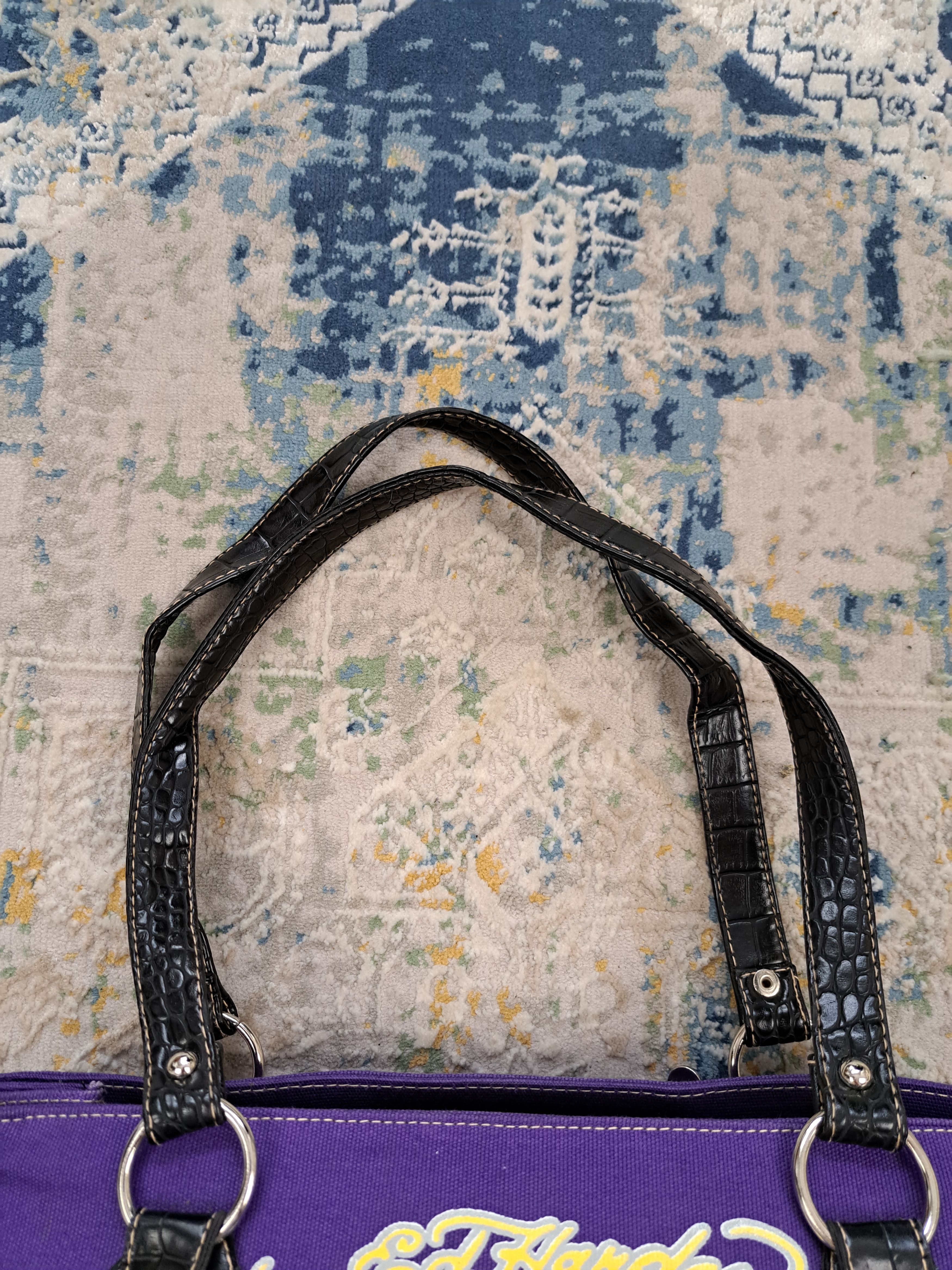 Ed Hardy Rare Ed Hardy y2k Purple Bag Drip Tattoo Love Kills Slowly Size ONE SIZE - 3 Thumbnail