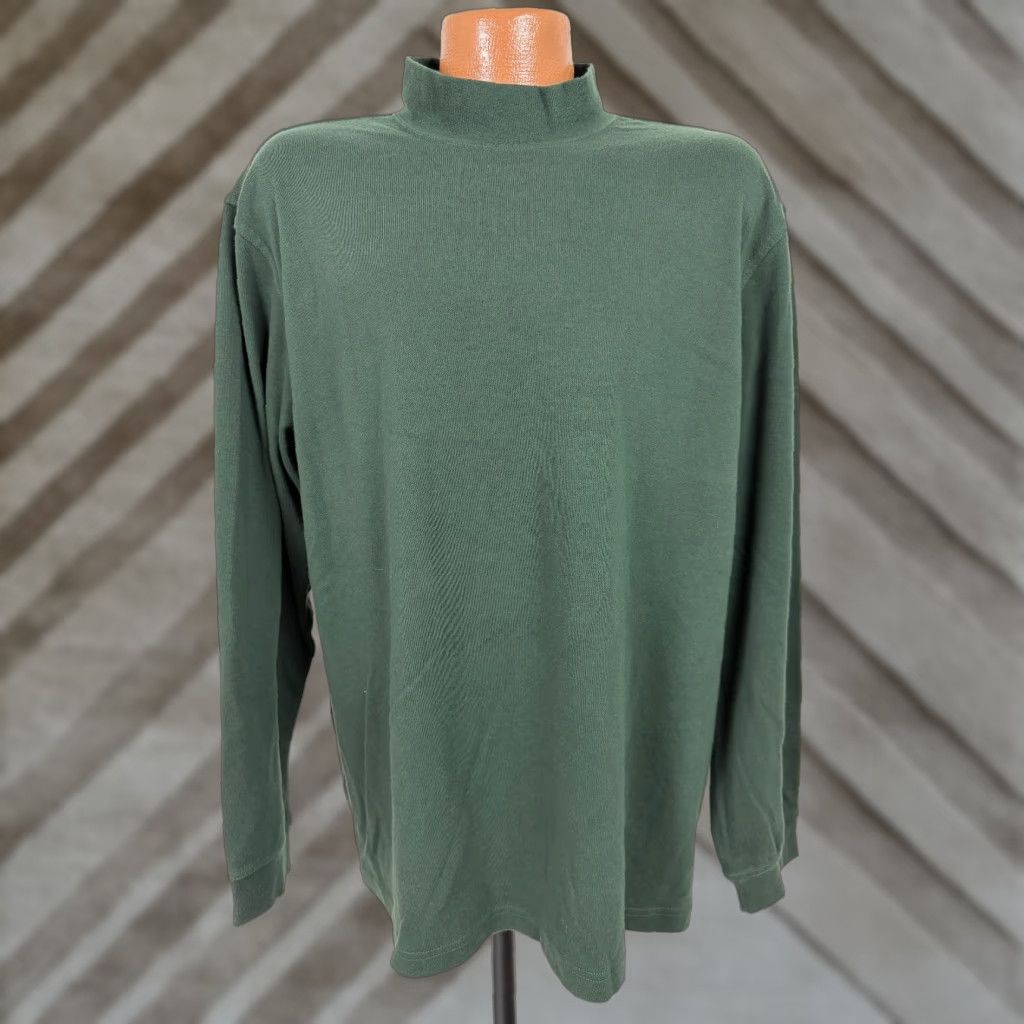 Van Heusen VINTAGE Van Heusen Shirt Men XL Forest Green Mock Neck Long Sleeve Stretch Minimal Blank Mens Size US XL / EU 56 / 4 - 1 Thumbnail