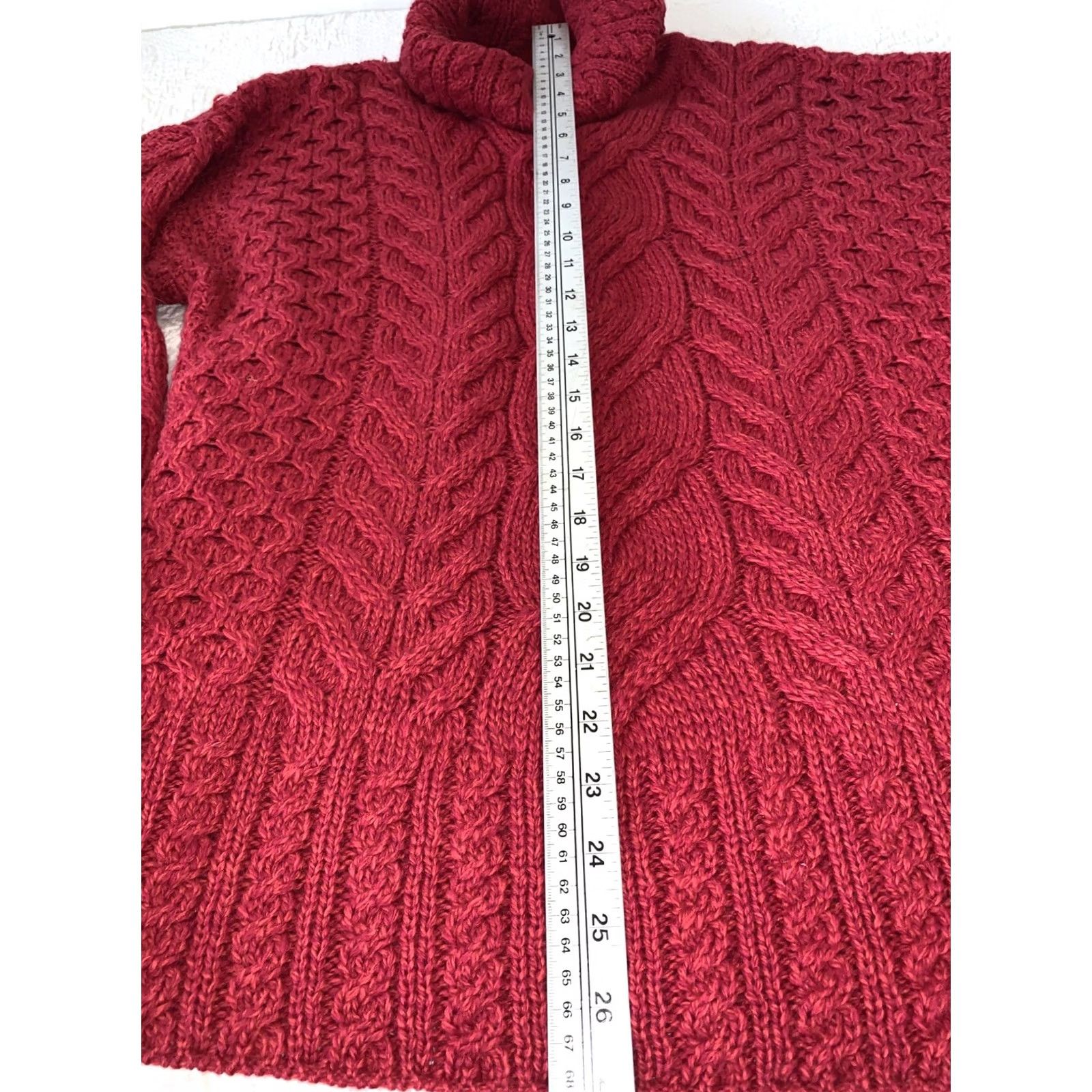 Vintage Aran Woollen Mills Sweater Women's Aran Knit Red Roll Neck Pullover 2XL Cable-Knit Long Sleeve IE Connemara Green Vintage No Size XXL / US 16-18 / IT 52-54 - 7 Thumbnail