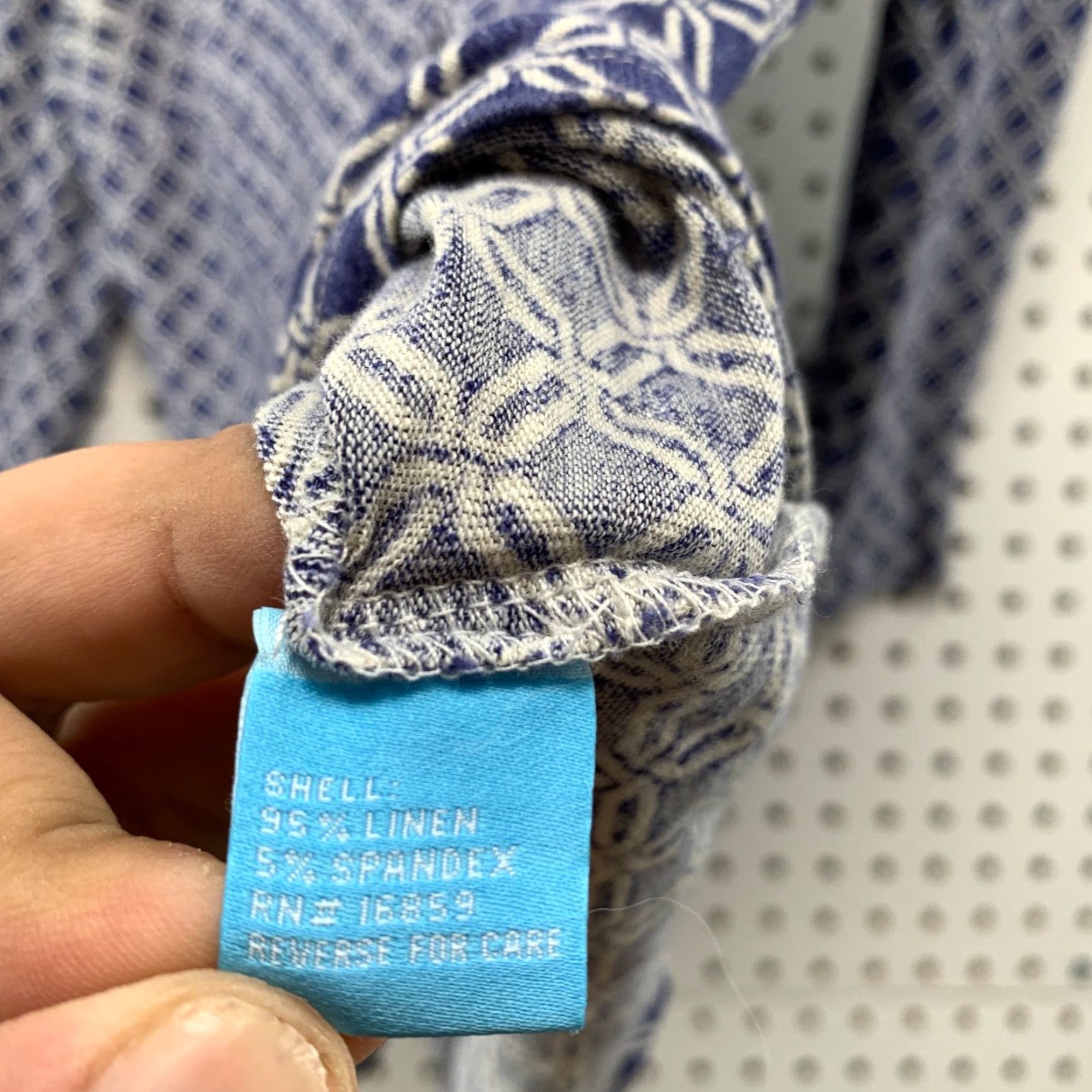 J.McLaughlin J. McLaughlin Shirt Womens Small Blue White Linen Blend Button Front Print Top Size S / US 4 / IT 40 - 4 Thumbnail