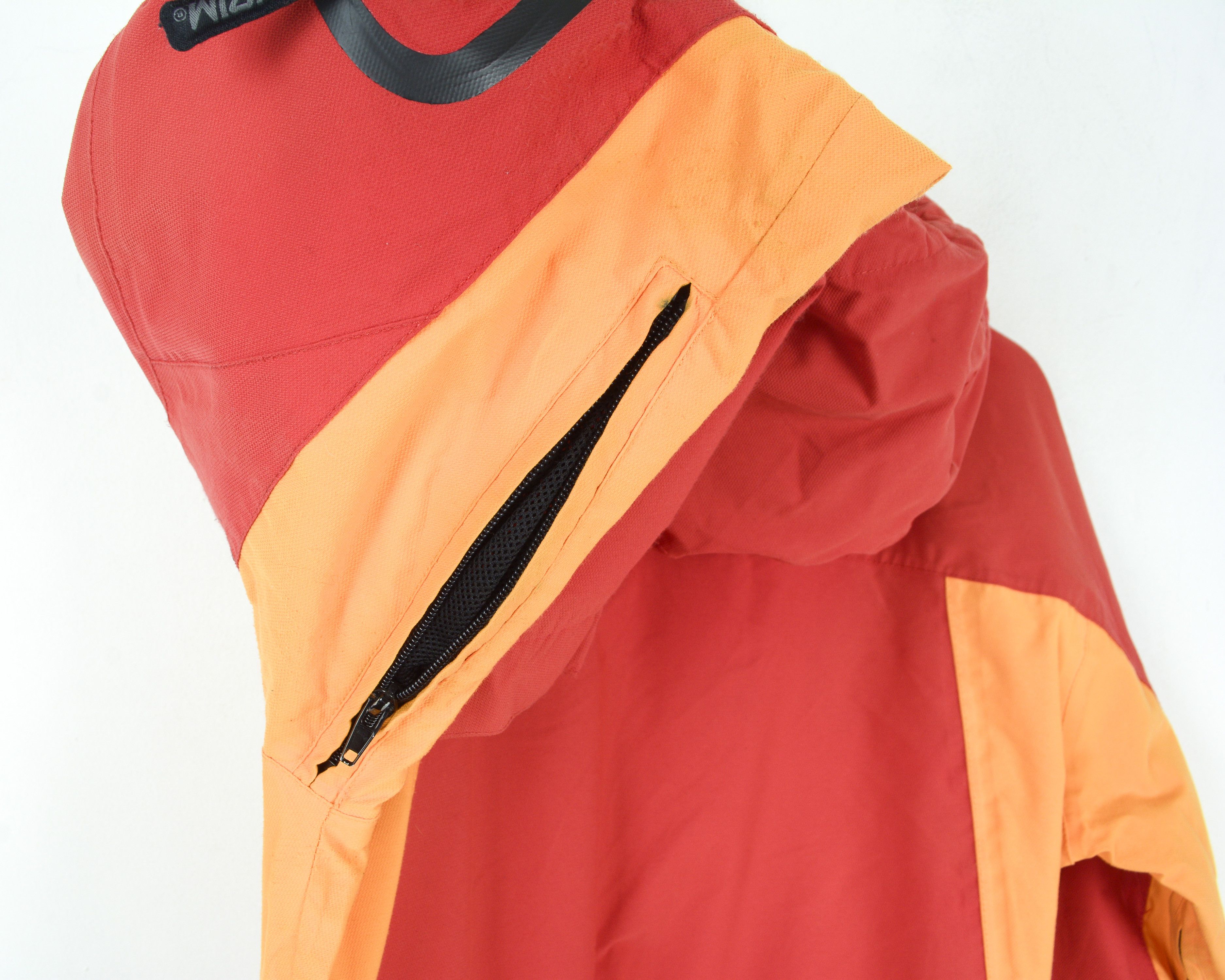 Designer NORHEIM Women UK12 Hooded Rainproof Jacket Red Yellow Coat M Size M / US 6-8 / IT 42-44 - 3 Thumbnail