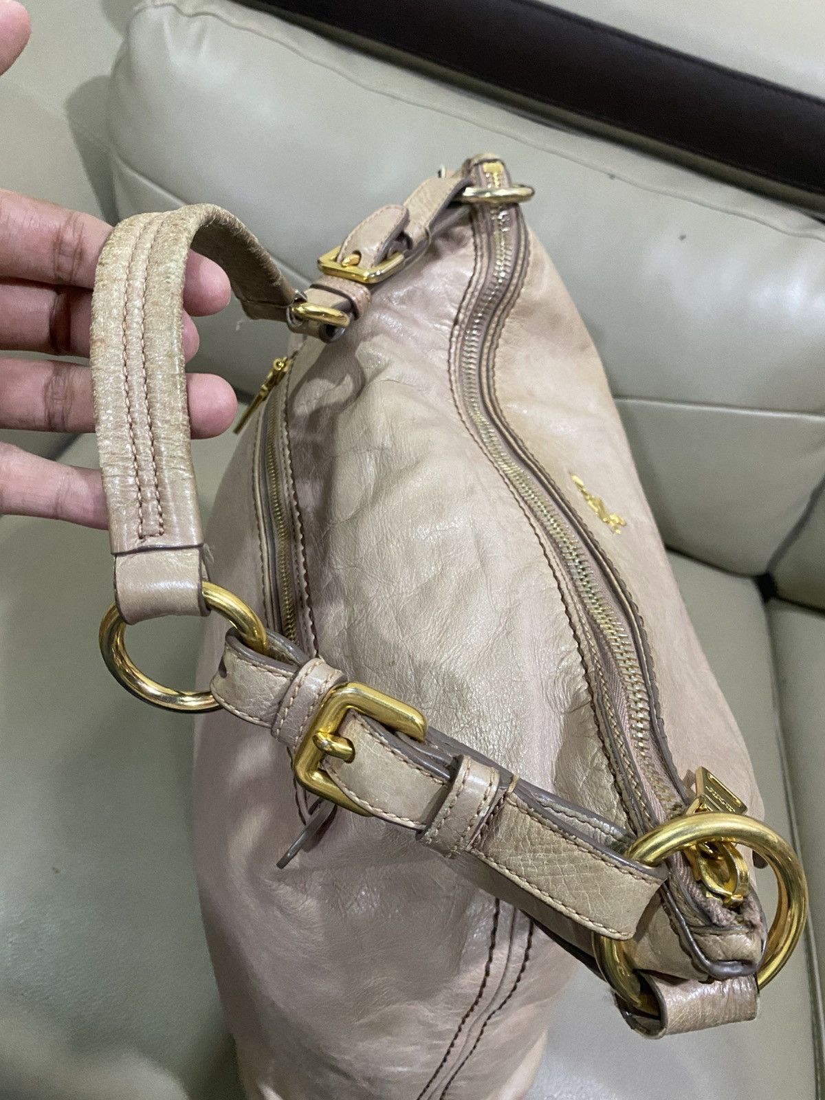 Prada Authentic Prada Saffiano Leather Shoulder Hobo Bag Size ONE SIZE - 9 Thumbnail