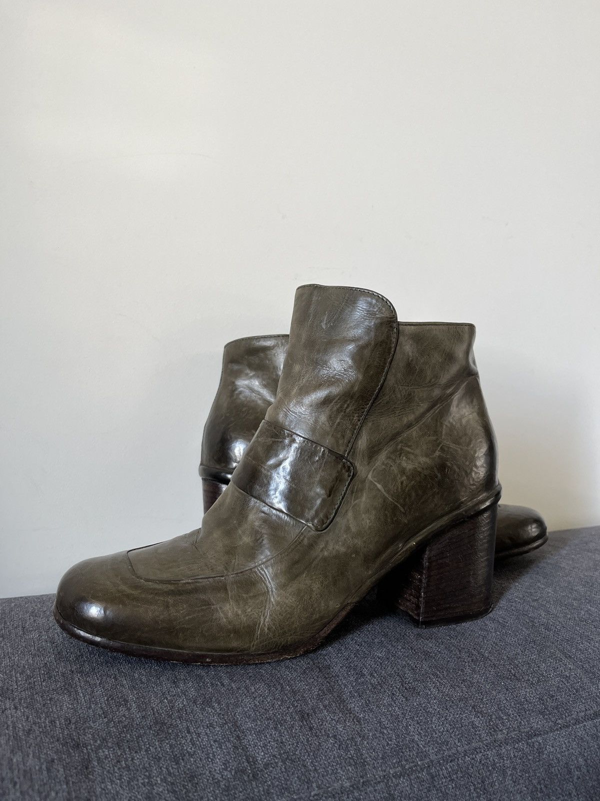 A.S.98 La Bottega di Lisa Ancle Avant Garde Green Leather Boots Size US 9 / IT 39 - 4 Thumbnail