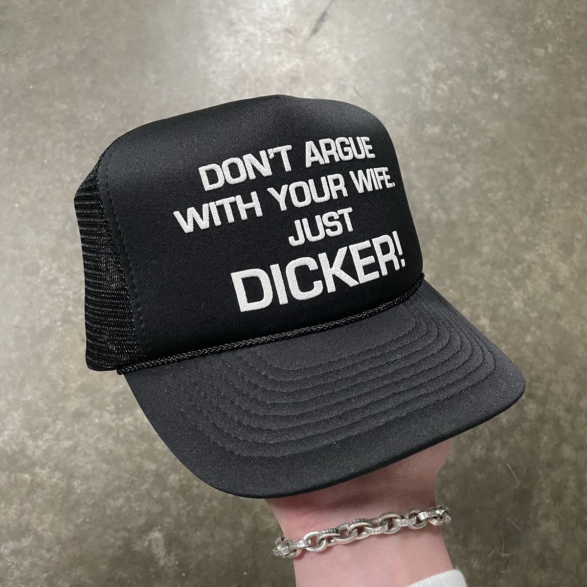 Vintage Vintage Funny Inappropriate Slogan Humor Trucker Hat Black Size ONE SIZE - 2 Thumbnail