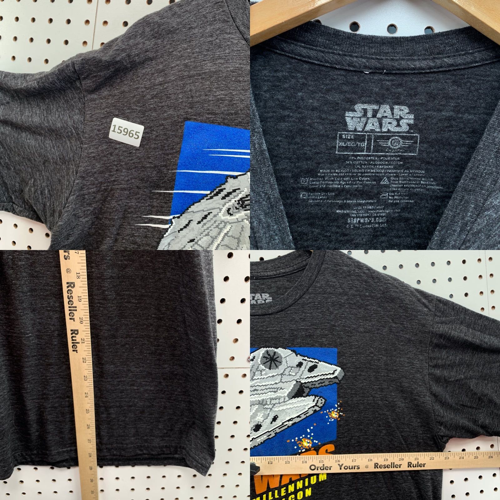 Star Wars VINTAGE Star Wars T-Shirt Adult XL Gray Short Sleeve Rebel Millennium Falcon Movie Mens Size US XL / EU 56 / 4 - 8 Thumbnail