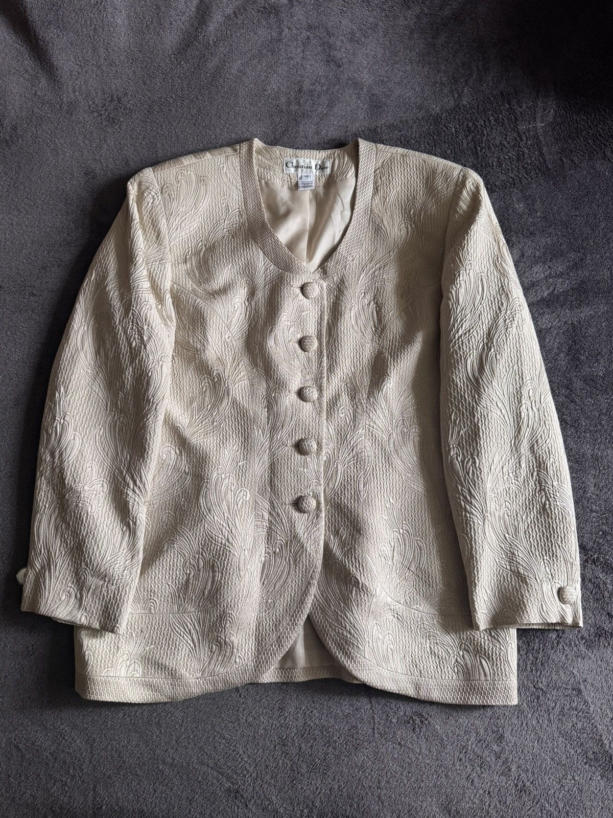 Christian Dior Monsieur Christian Dior vintage woman's silk blazer rare archive Size L / US 10 / IT 46 - 1 Thumbnail