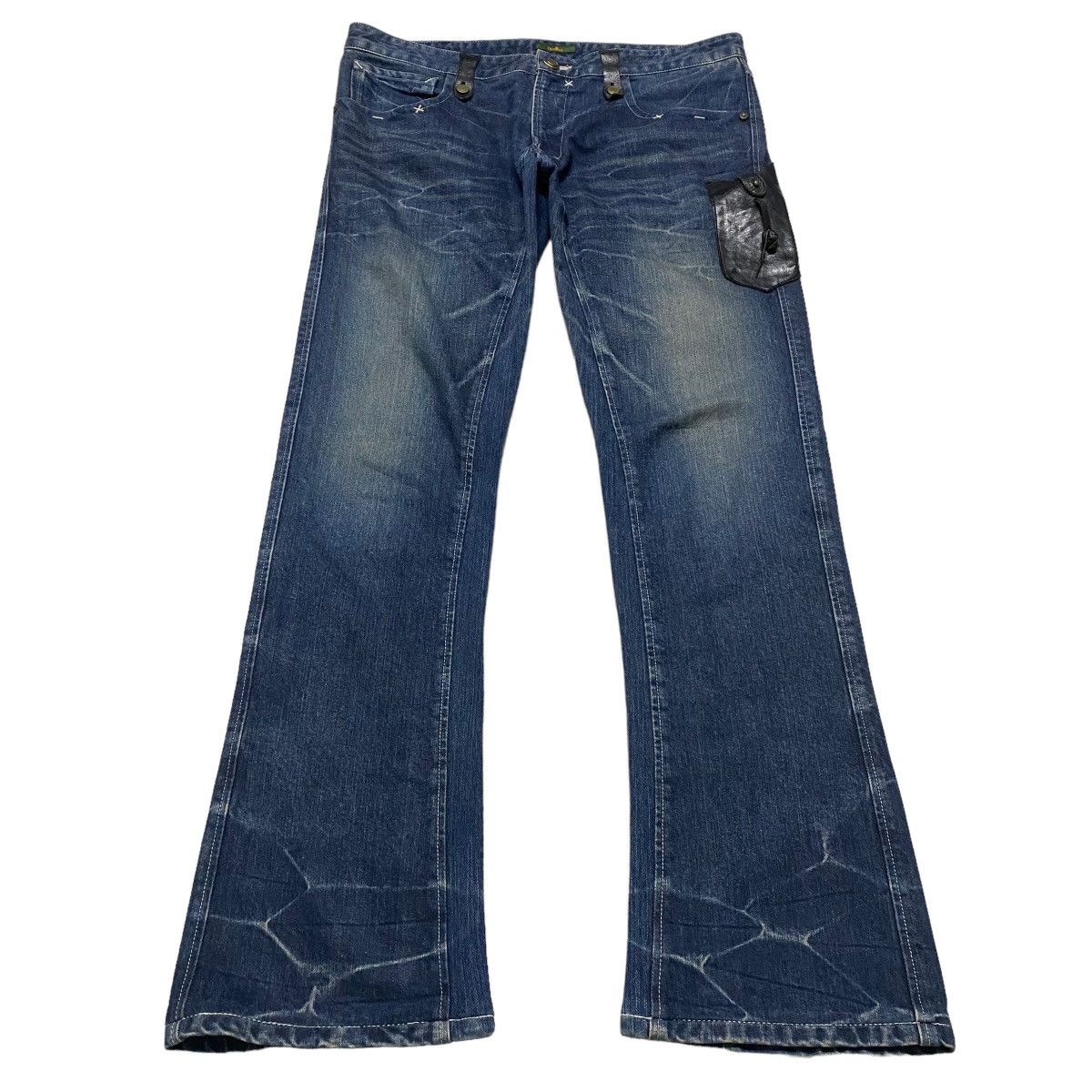 Obelisk Obelisk x Japanese Brand Flared Denim With Leather Pocket