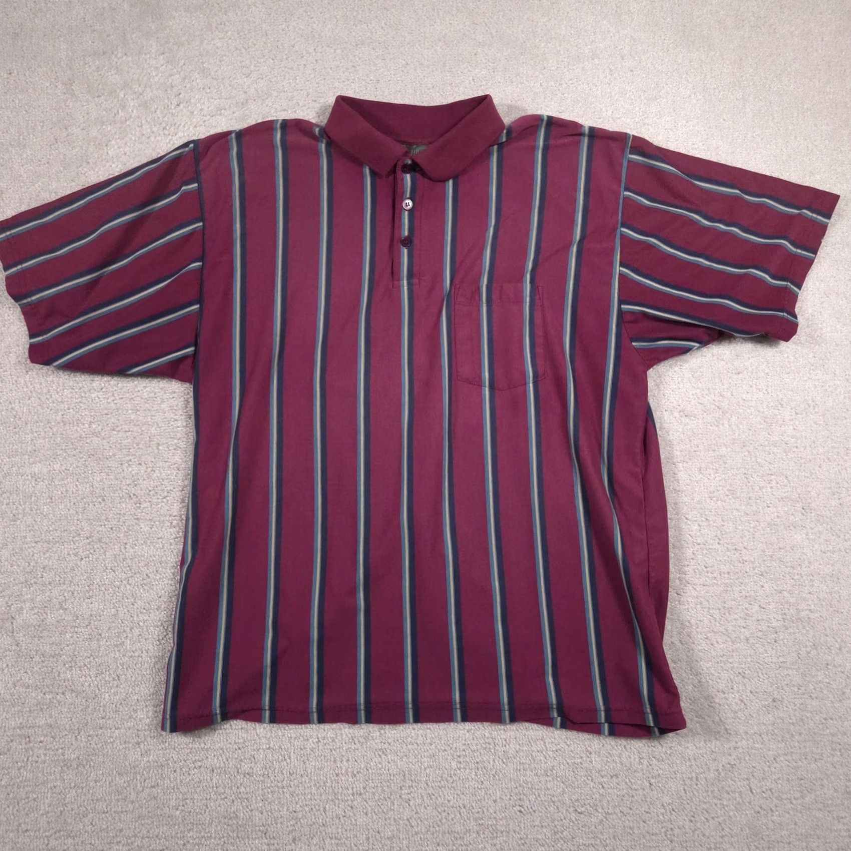 Vintage Sir William Polo Shirt Mens Large Red Striped Pocket Knit Casual Top Retro Size US L / EU 52-54 / 3 - 2 Thumbnail