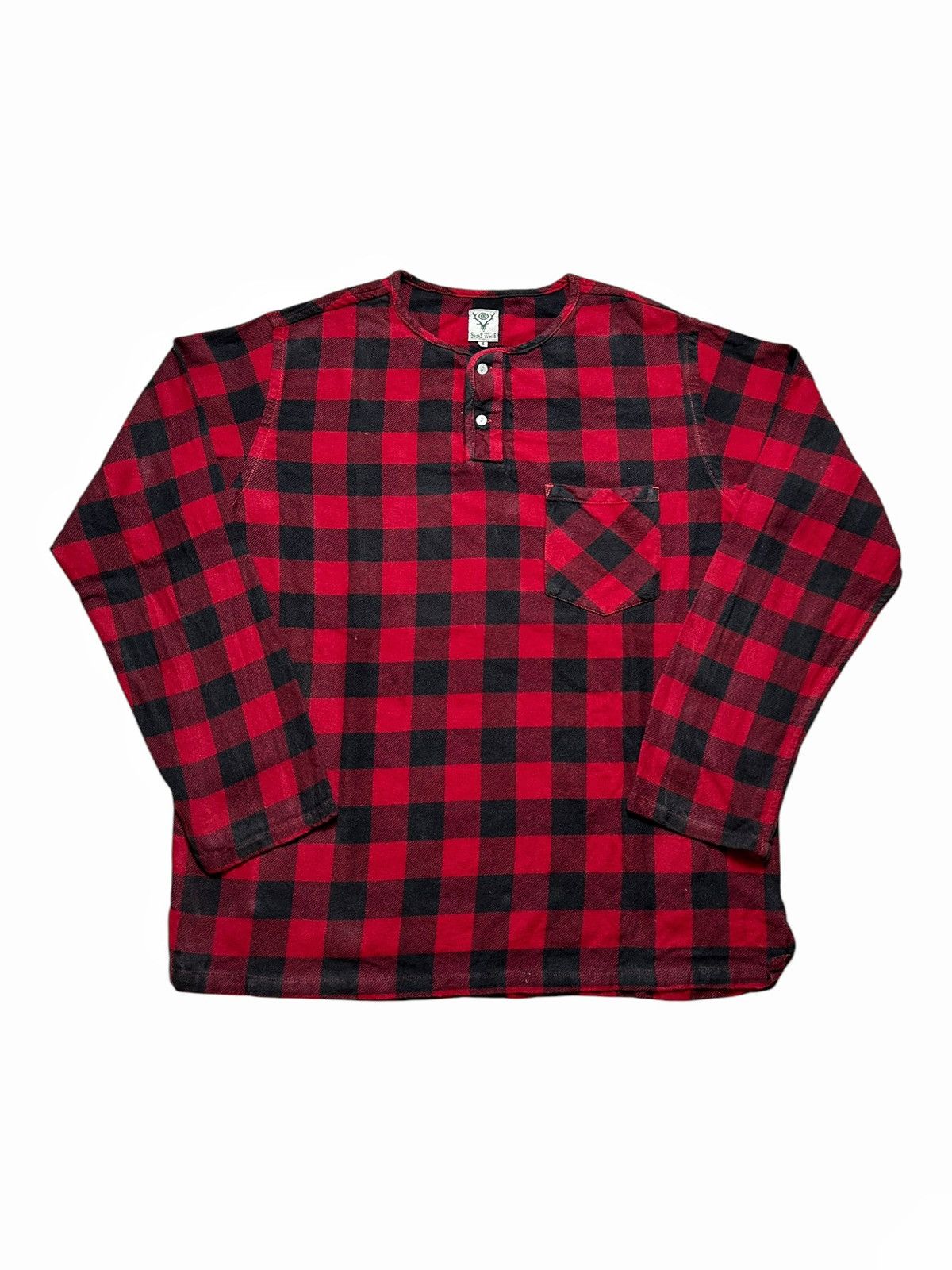 South2 West8 South2 West8 S2W8 Nepenthes Plaid Flannel Collarless Shirt Size US L / EU 52-54 / 3 - 1 Thumbnail