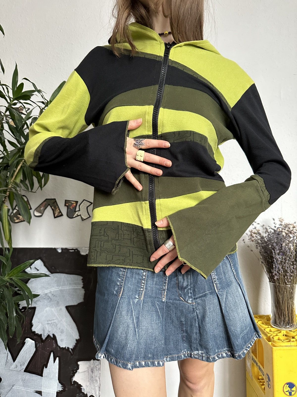 Japanese Brand × Vintage Vintage Y2K Patchwork Fairy Hoodie Streetwear Size ONE SIZE - 5 Thumbnail