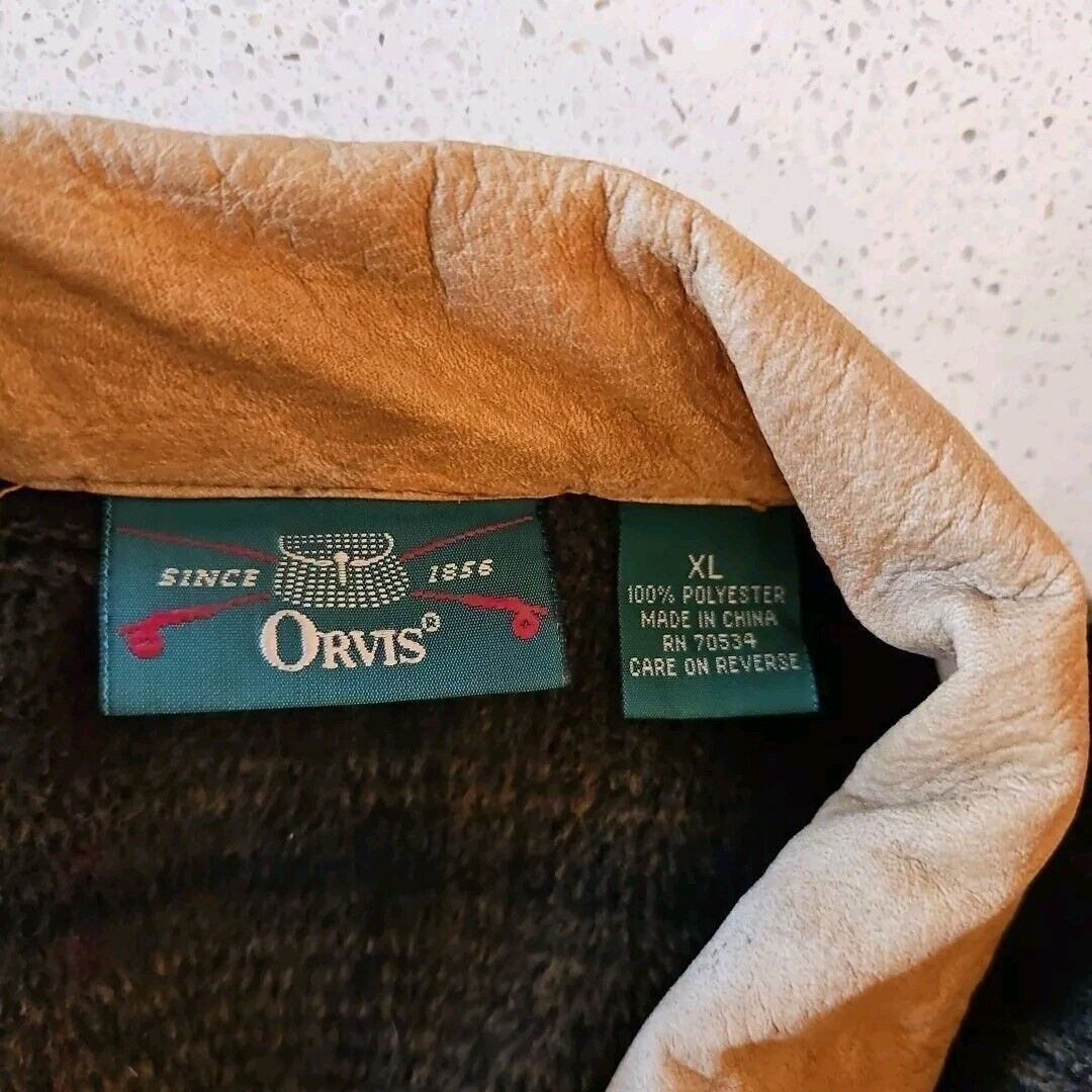 Orvis Vintage Orvis Fleece Teddy Jacket Mens XL Brown Black Plaid Size US XL / EU 56 / 4 - 8 Thumbnail