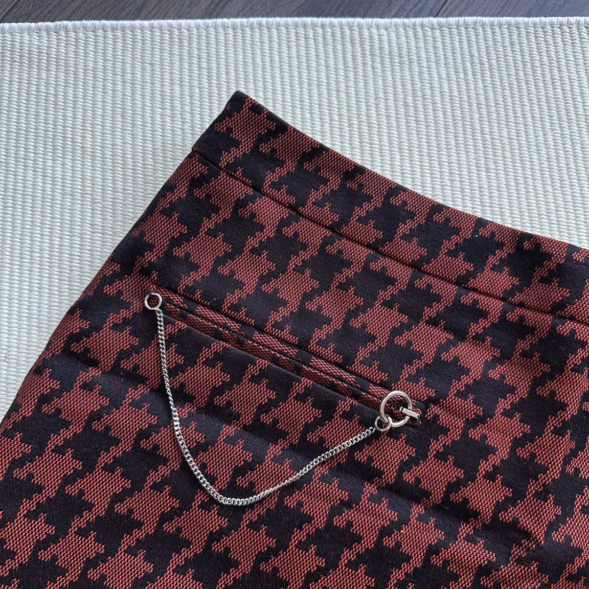 Stella McCartney Stella McCartney black / dark orange Houndstooth mini skirt Size 30" / US 8 / IT 44 - 5 Thumbnail