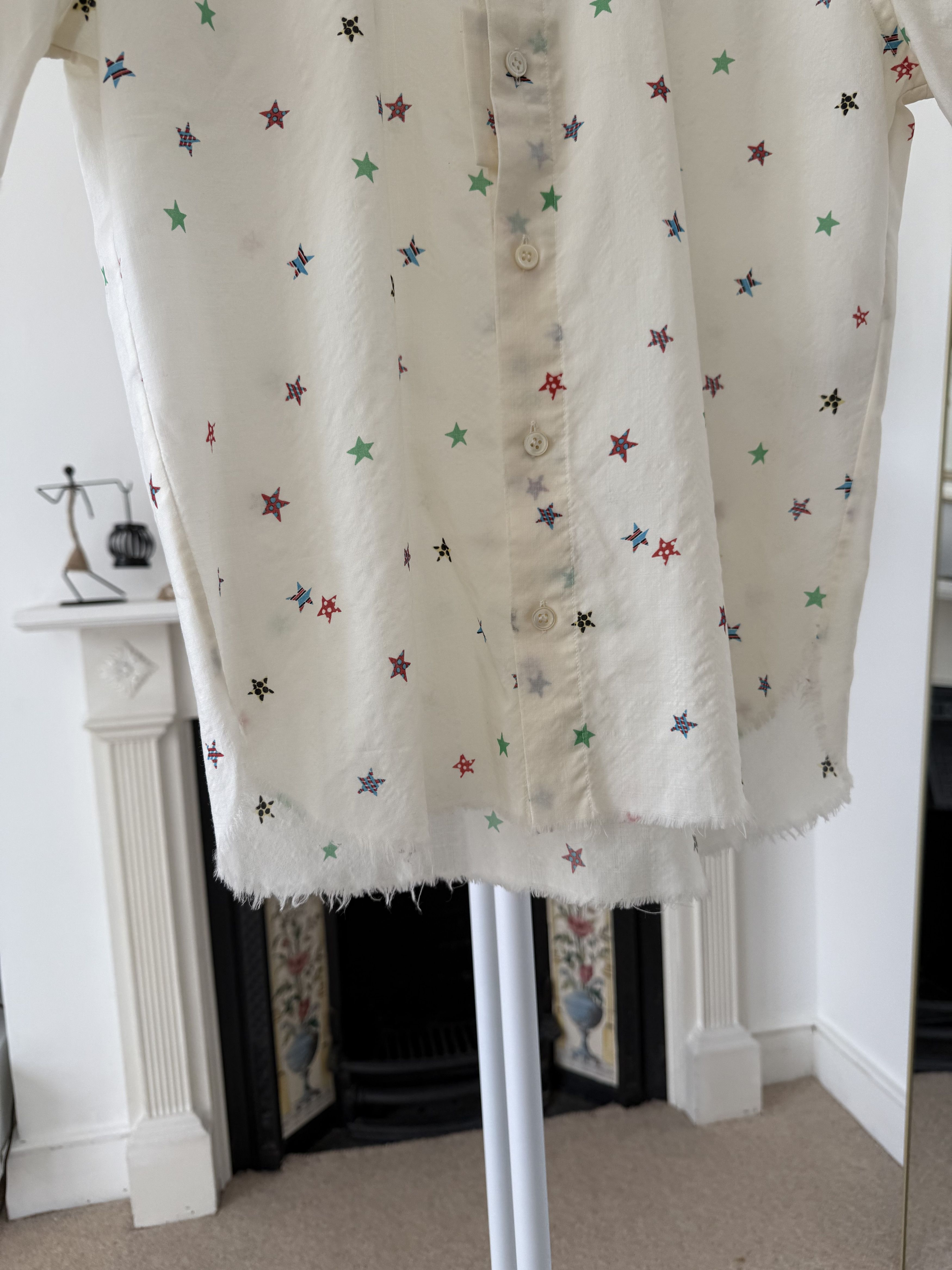 Saint Laurent Paris SS19 Saint Laurent Raw Hem Stars Shirt Size US XS / EU 42 / 0 - 8 Thumbnail