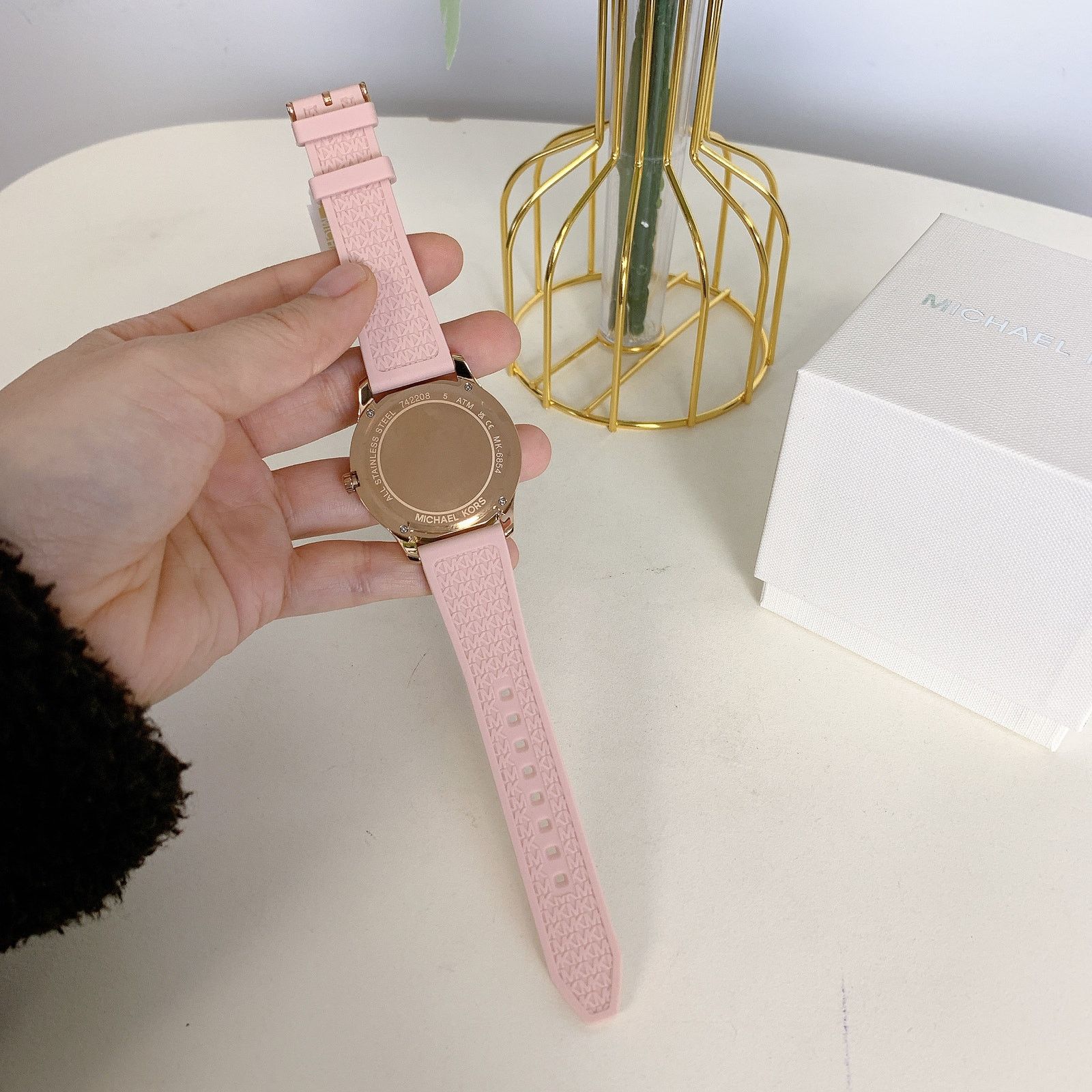 Michael Kors Michael Kors MK6854 Runway Three-Hand Blush Silicone Watch Size ONE SIZE - 6 Thumbnail