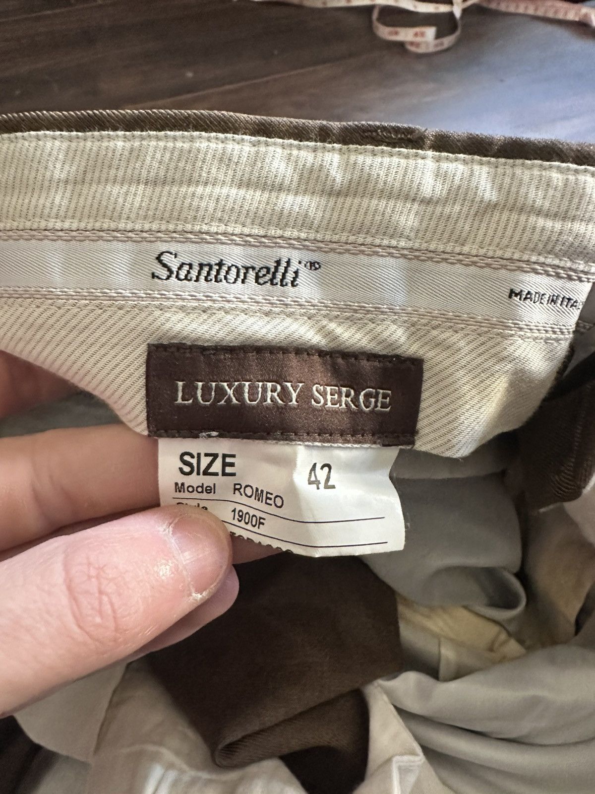 Santorelli Luxury Serge tobacco brown virgin wool pleated trousers Size 42S - 10 Thumbnail