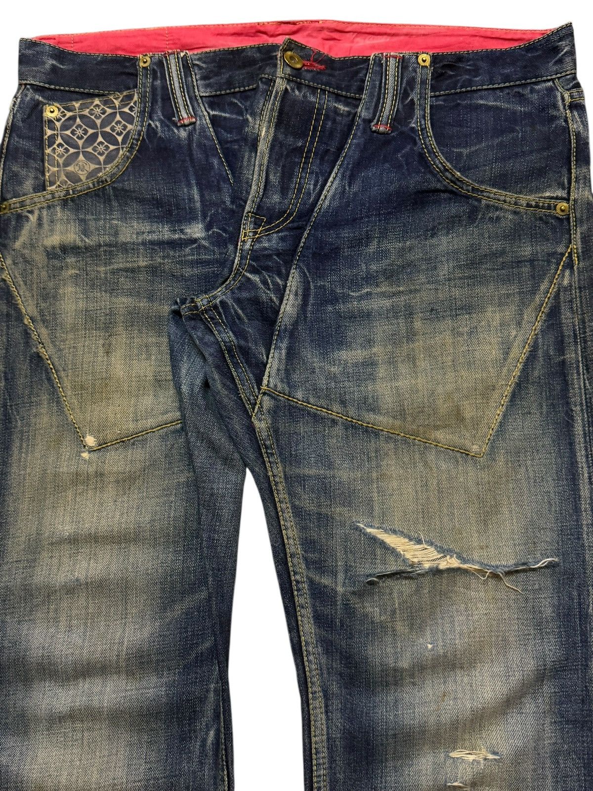 Eternal Vintage Japan Eternal Mud Wash Faded Whisker Straight Leg Size US 35 - 3 Thumbnail