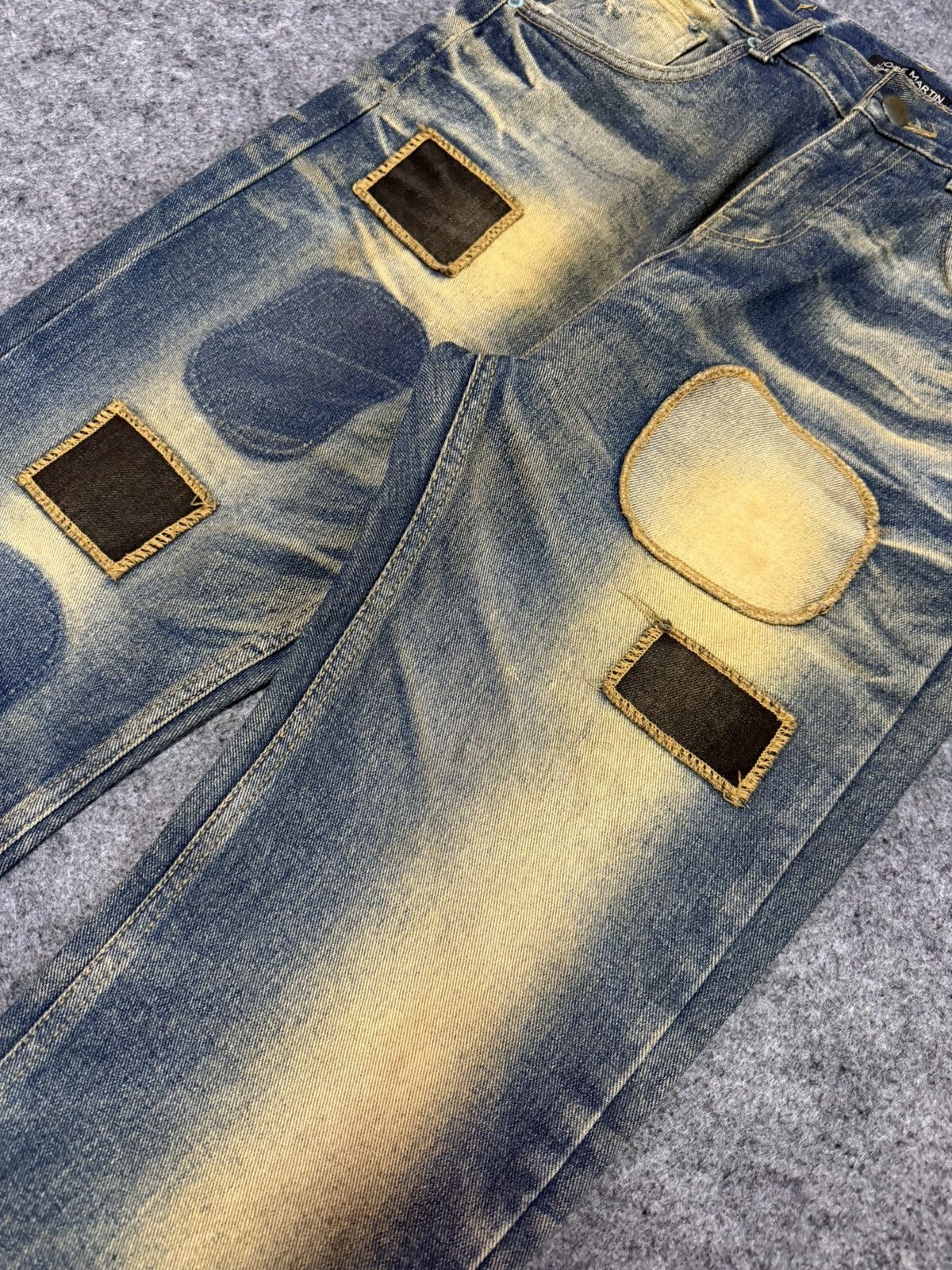 Japanese Brand Joge Martin Japan Mud Wash Rusty Patchwork Tapered Jeans Size US 31 - 5 Thumbnail