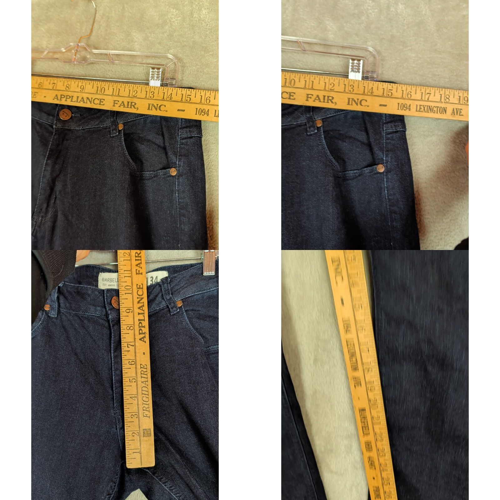 Vintage Barbell Apparel Jeans Mens 34x32 Straight Athletic Fit Stretch Dark Blue Denim 5-Pocket USA Preppy Classic Solid Blue Mid Rise Mens Jeans Size US 34 / EU 50 - 8 Thumbnail