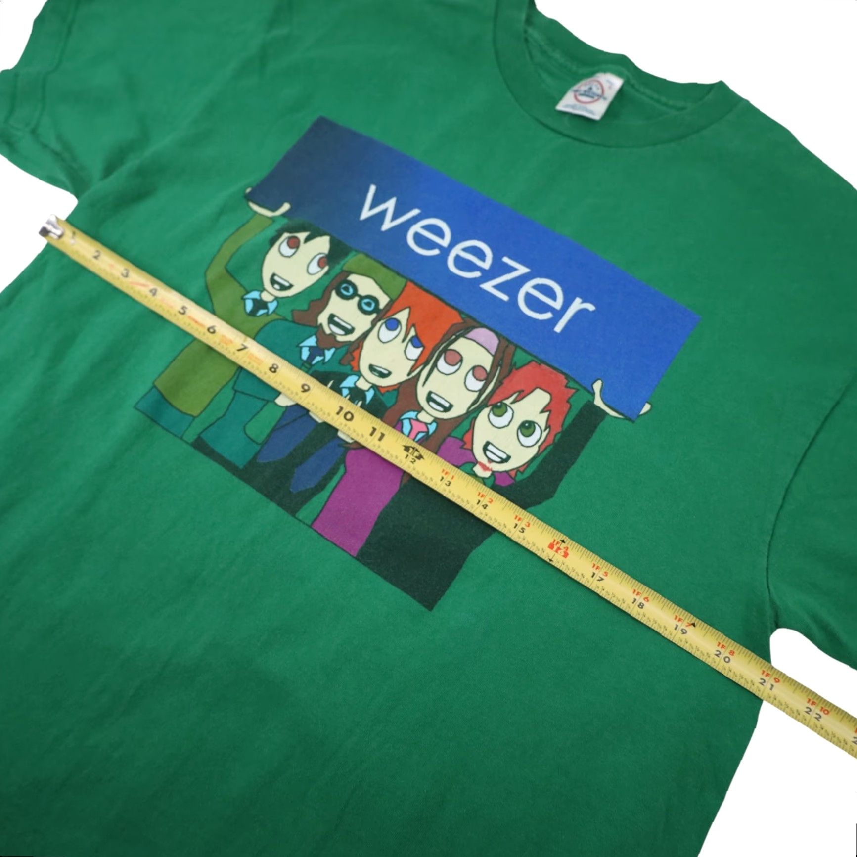 Vintage VINTAGE Weezer Cartoon Group Photo Band Tee Mens Large Green Size US L / EU 52-54 / 3 - 7 Thumbnail