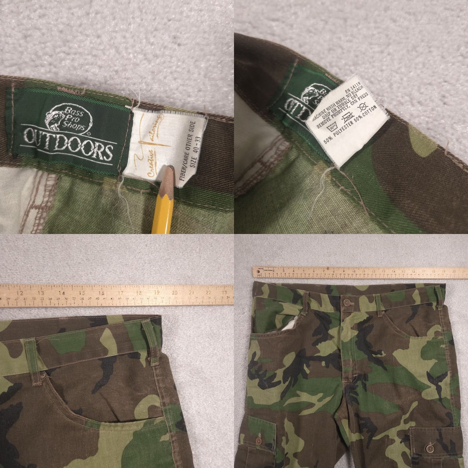 Bass Pro Shops Bass Pro Shops Cargo Pants Mens 40x33 Green Woodland Camo Hunting Army Outdoor Size US 40 / EU 56 - 8 Thumbnail