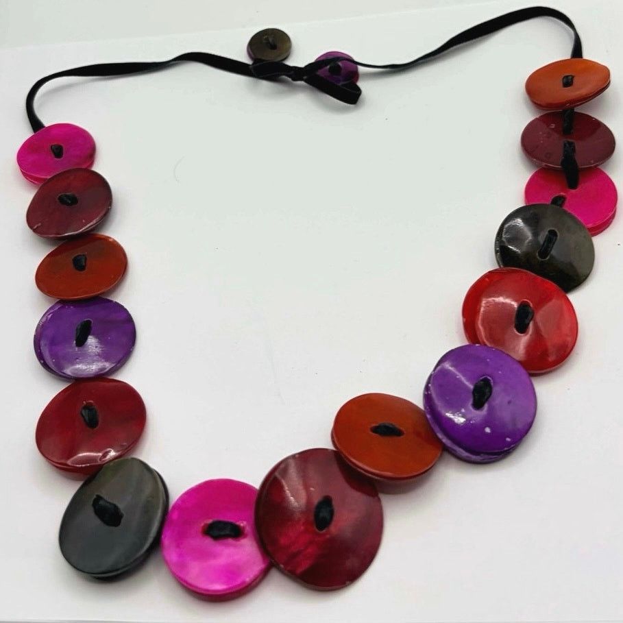 Other Red & Pink Button Necklace Size ONE SIZE - 3 Thumbnail
