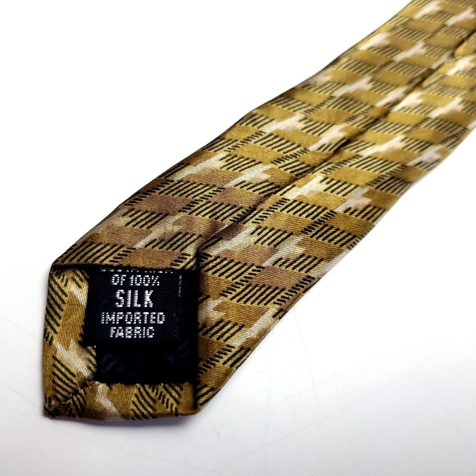 DKNY DKNY Silk Tie Brown Yellow Print Short Wide Floral Geometric Size ONE SIZE - 5 Thumbnail