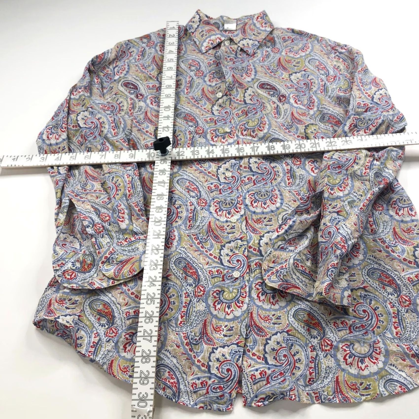 Vintage Robert Friedman 16/33 MED 100% Linen Italy Paisley Mens Button LS Shirt Blue Size US M / EU 48-50 / 2 - 3 Thumbnail