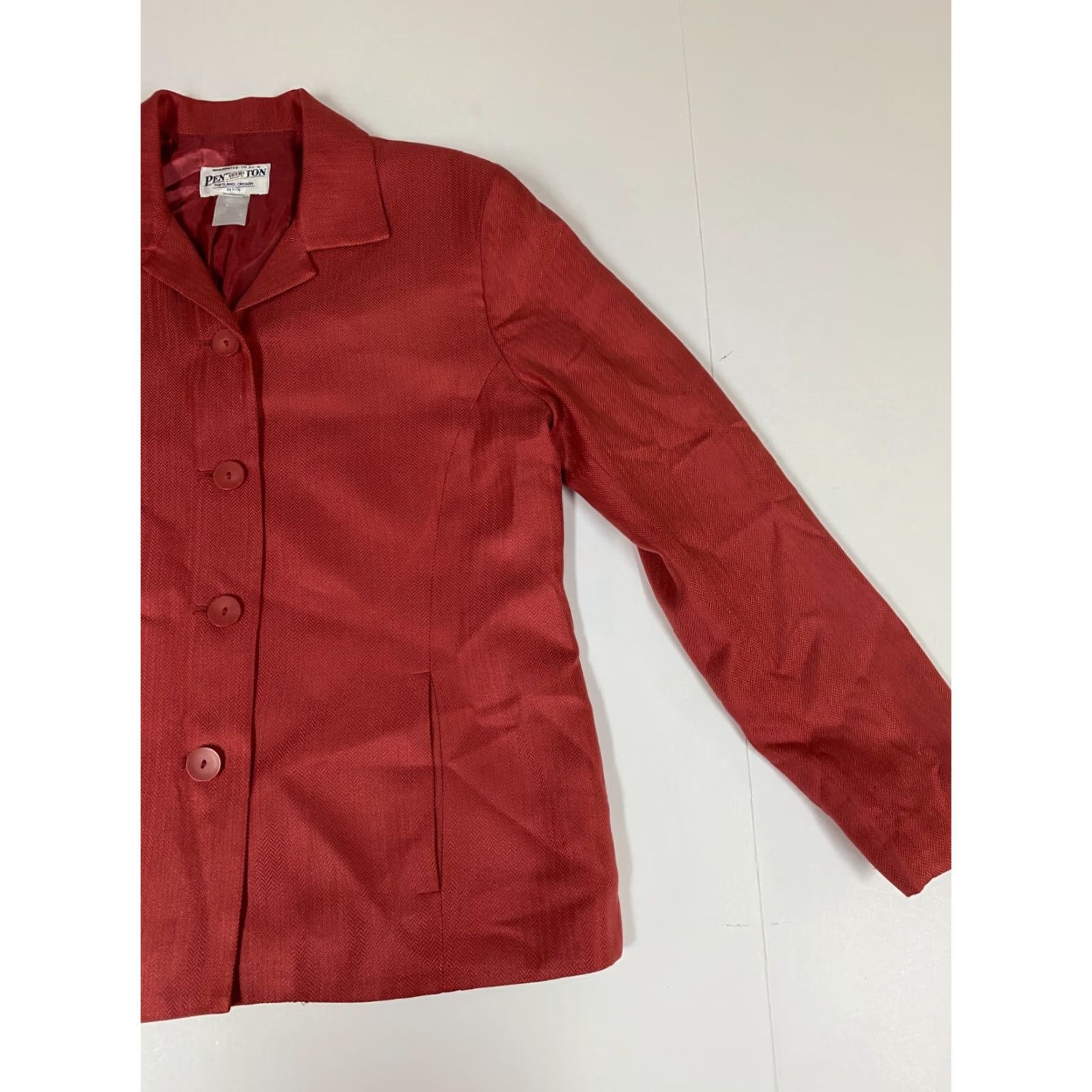 Pendleton Pendleton Blazer Shirt Women 4P Petite Red Formal Casual One Button Lightweight Mid-Length 4P Red Womens Blazer Size S / US 4 / IT 40 - 2 Thumbnail