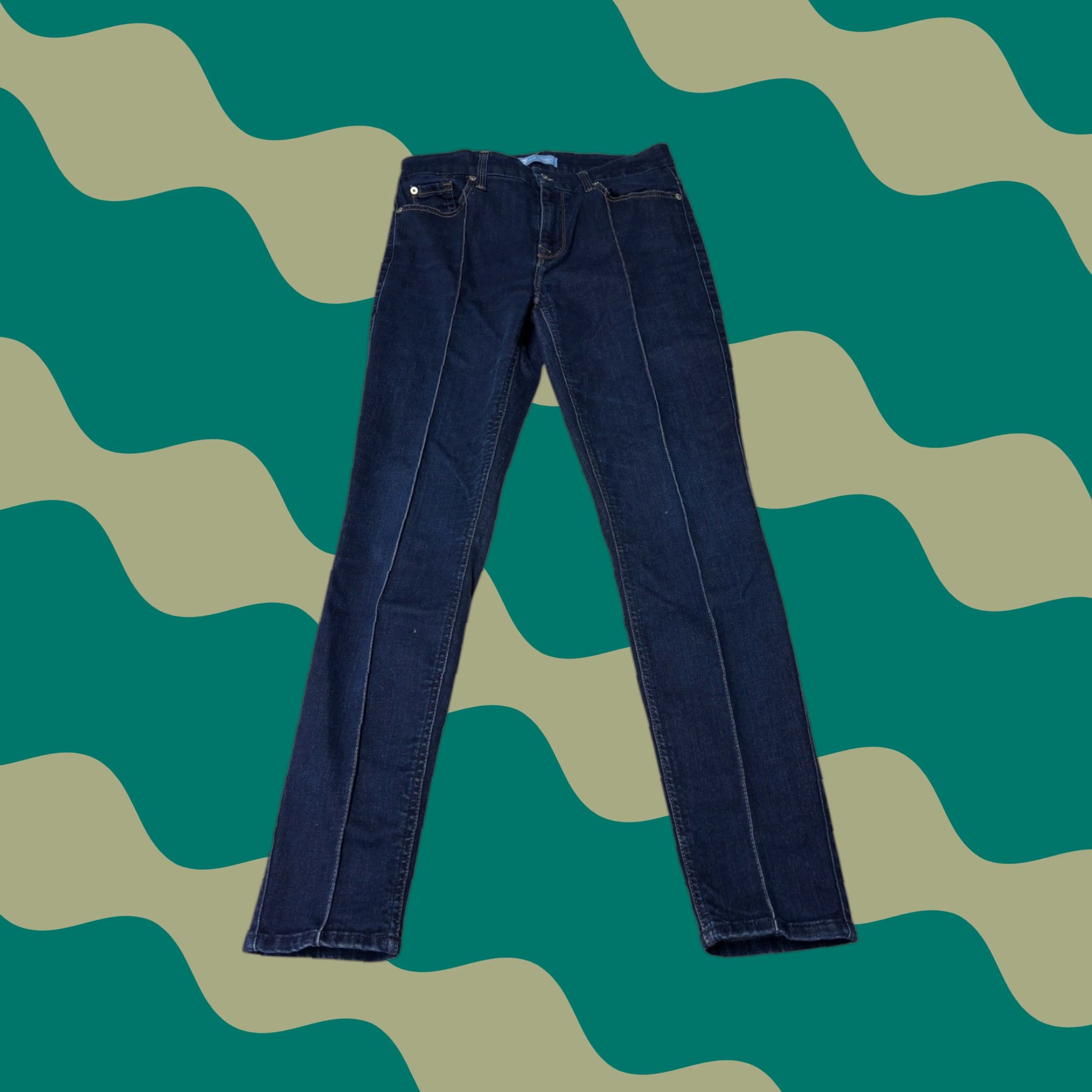 7 For All Mankind 7 For All Mankind Jeans b(air) Denim Front Seam Straight Leg Indigo Blue 29x27 Womens Jeans Size 29" - 1 Thumbnail