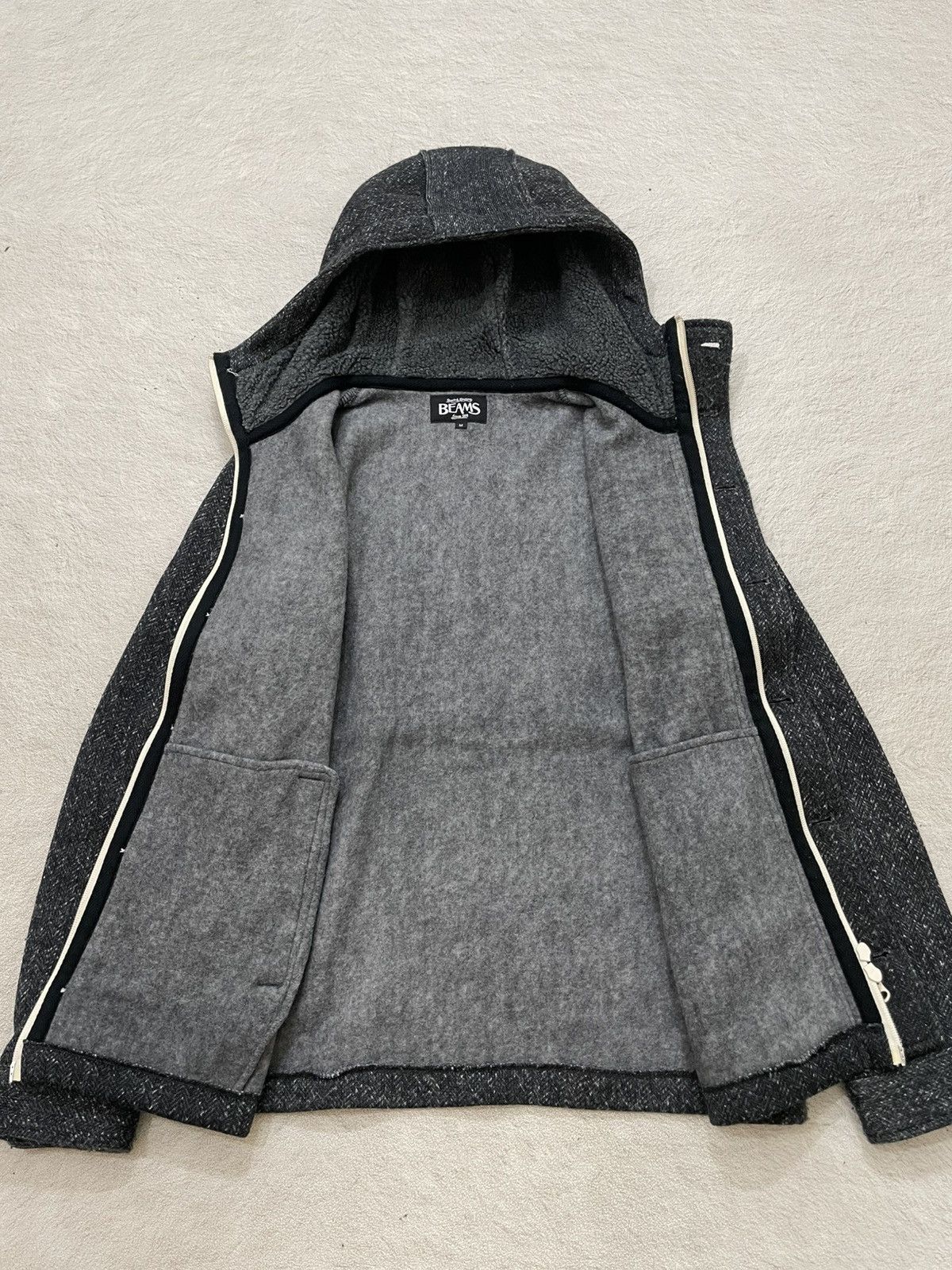 If Six Was Nine 2000s Japan Wool Hooded Button Jacket Herringbone Y2K Size US M / EU 48-50 / 2 - 5 Thumbnail