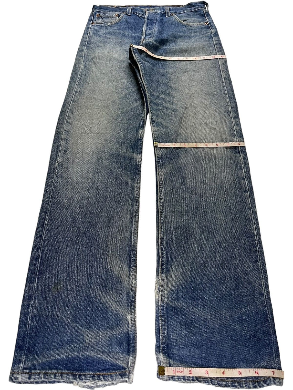 Levi's × Levi's Vintage Clothing Vintage 90s Levis 501 Faded Wash Ripped Blue Jeans Size US 30 / EU 46 - 13 Thumbnail