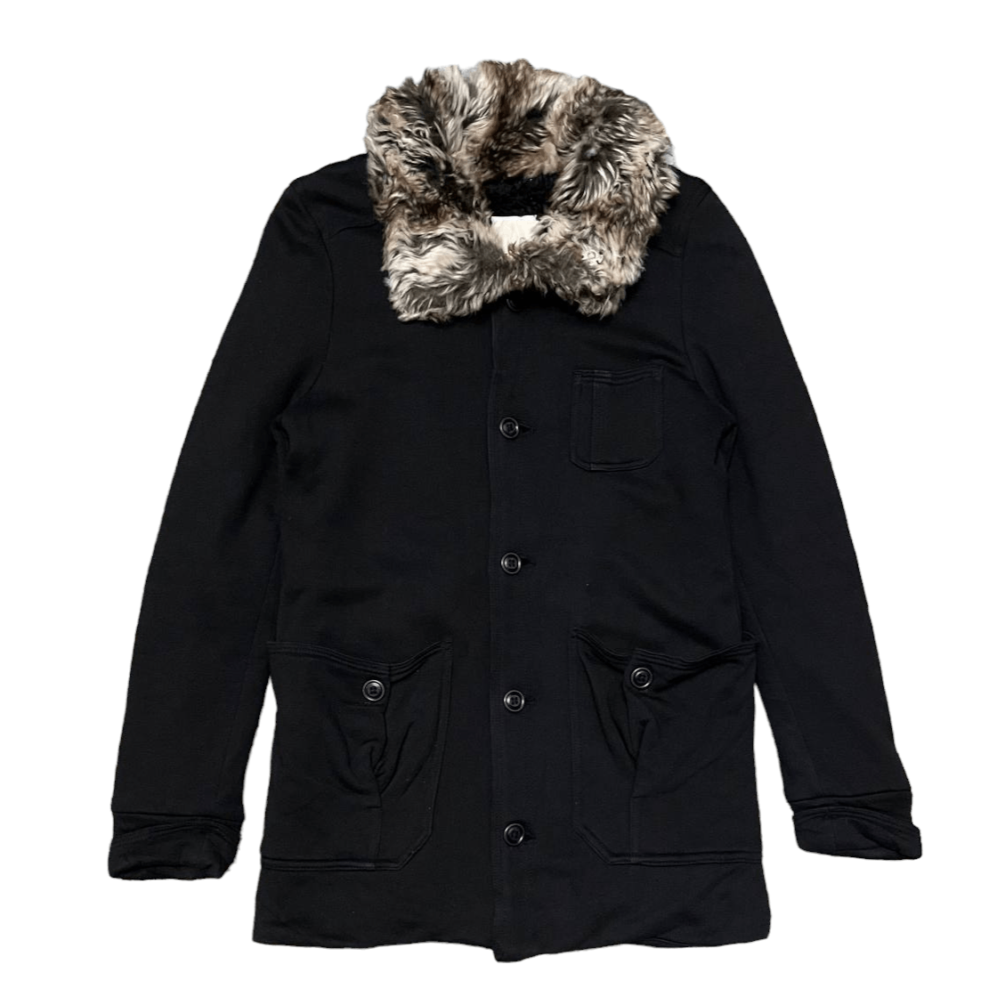 Diesel N2B Military Flight Jacket Black Y2K Faux Fur Size M