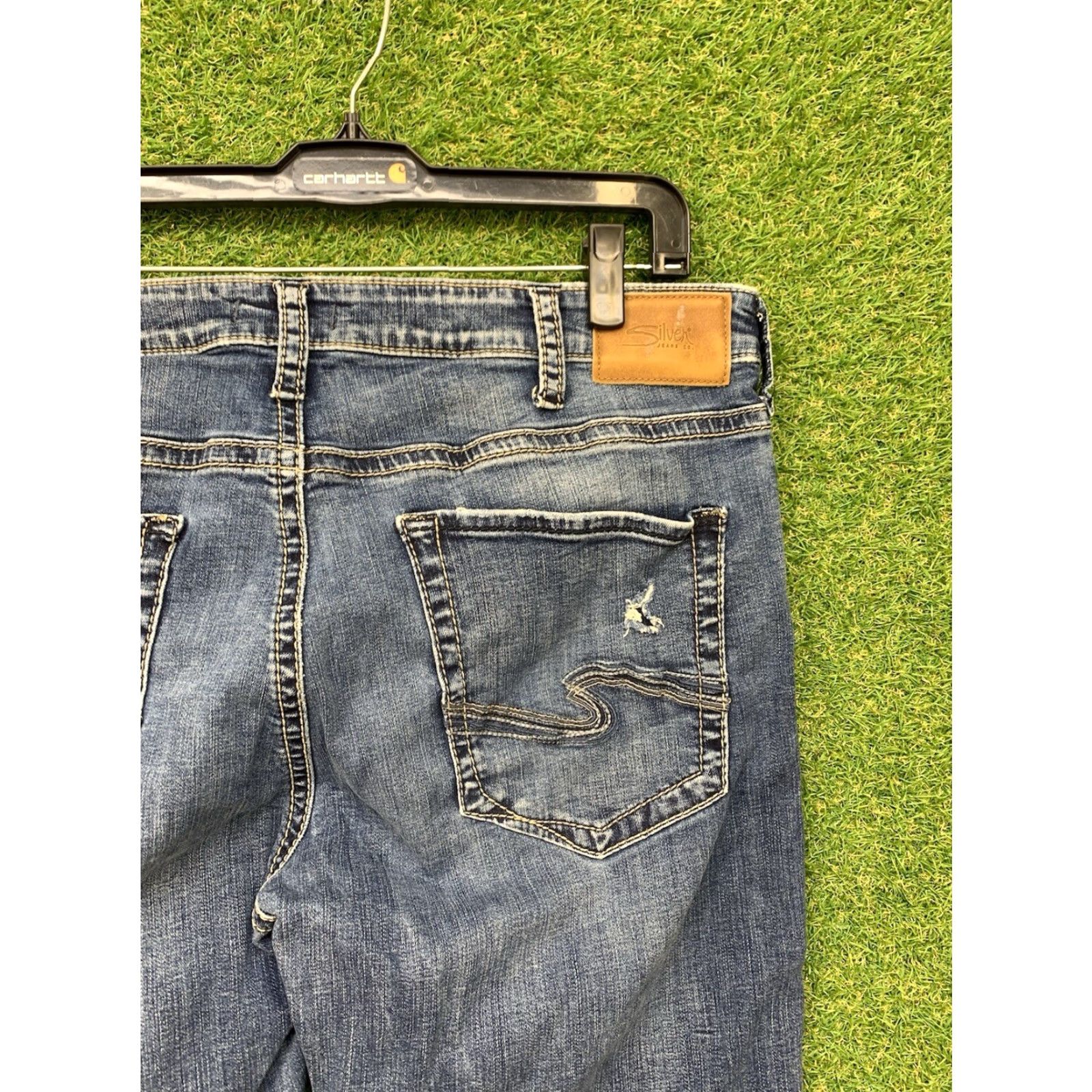 Silver Jeans Co. Silver Jeans Mens 38x30 Grayson Medium Wash Blue Thick Stitch Y2K Loose Bootcut Jeans Size US 38 / EU 54 - 4 Thumbnail