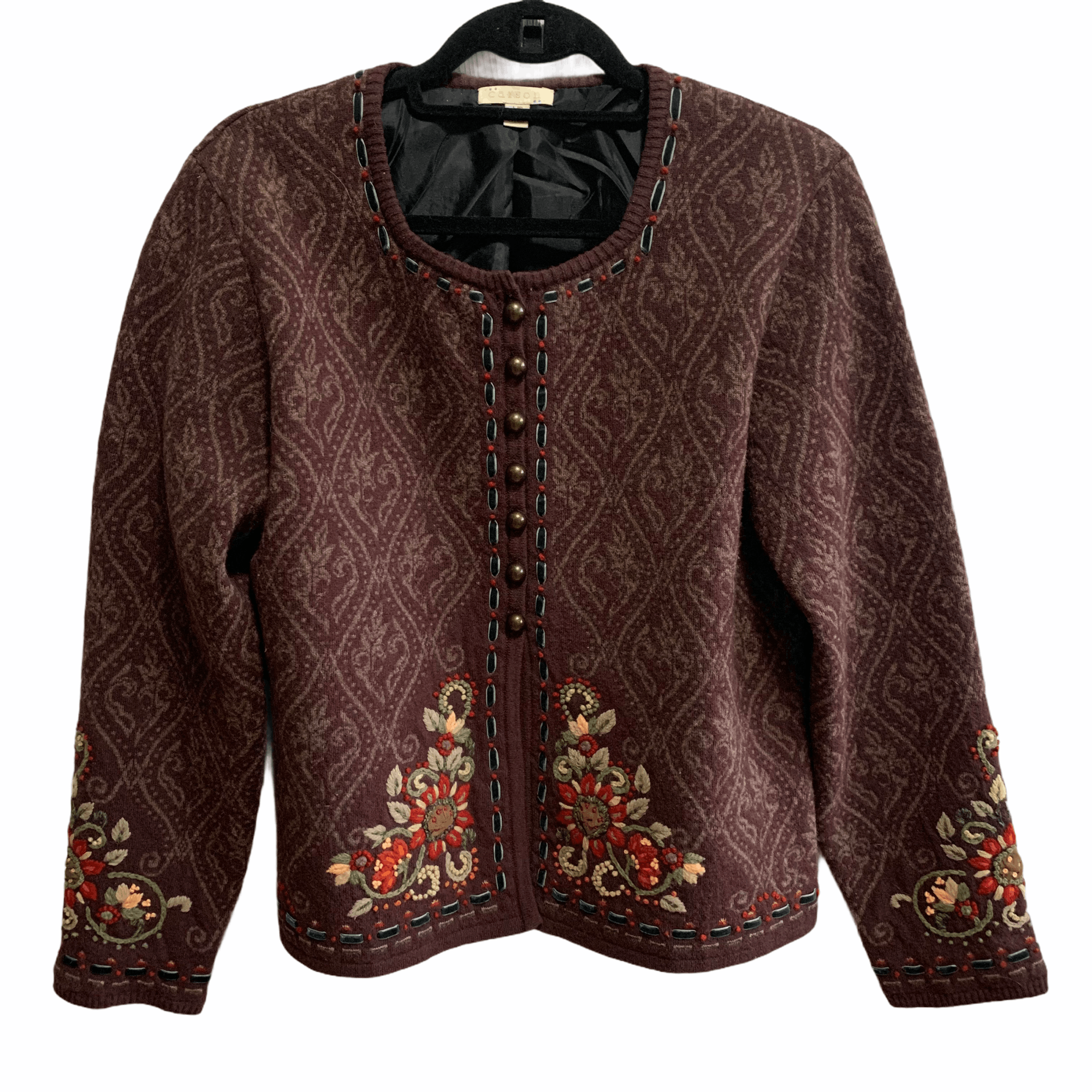Vintage Vintage Carson Lambs Wool Boho Embroidered Jacket Size L / US 10 / IT 46 - 1 Thumbnail