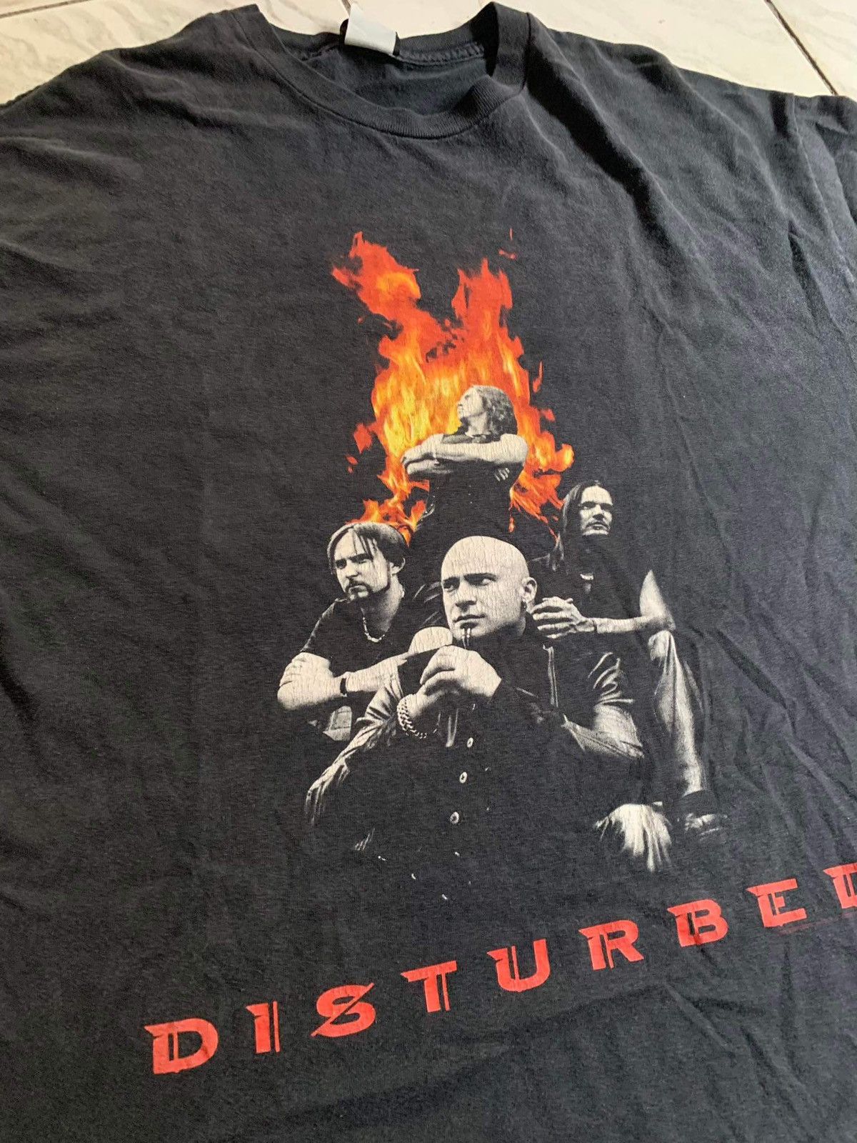 Image of Band Tees x Vintage Disturbed 2002 On A Giant Tag in Black, Men's (Size XL)