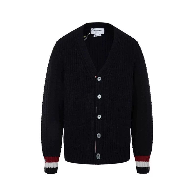 Thom Browne Thom Browne A dark blue wool knit coat Size US L / EU 52-54 / 3 - 2 Thumbnail