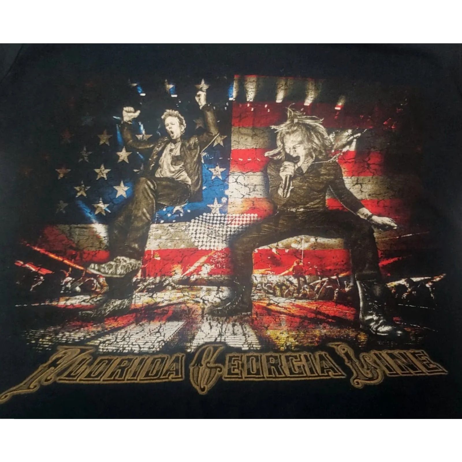 Gildan Florida Georgia Line Women's Black T-Shirt Tour Dates USA Flag Regular Size Small Size S / US 4 / IT 40 - 2 Thumbnail
