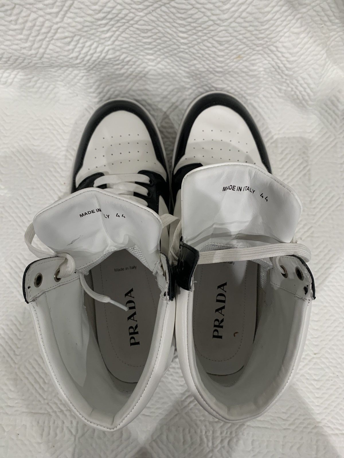 Prada Prada Milano High Top Sneakers black and white Size US 10 / EU 43 - 5 Thumbnail
