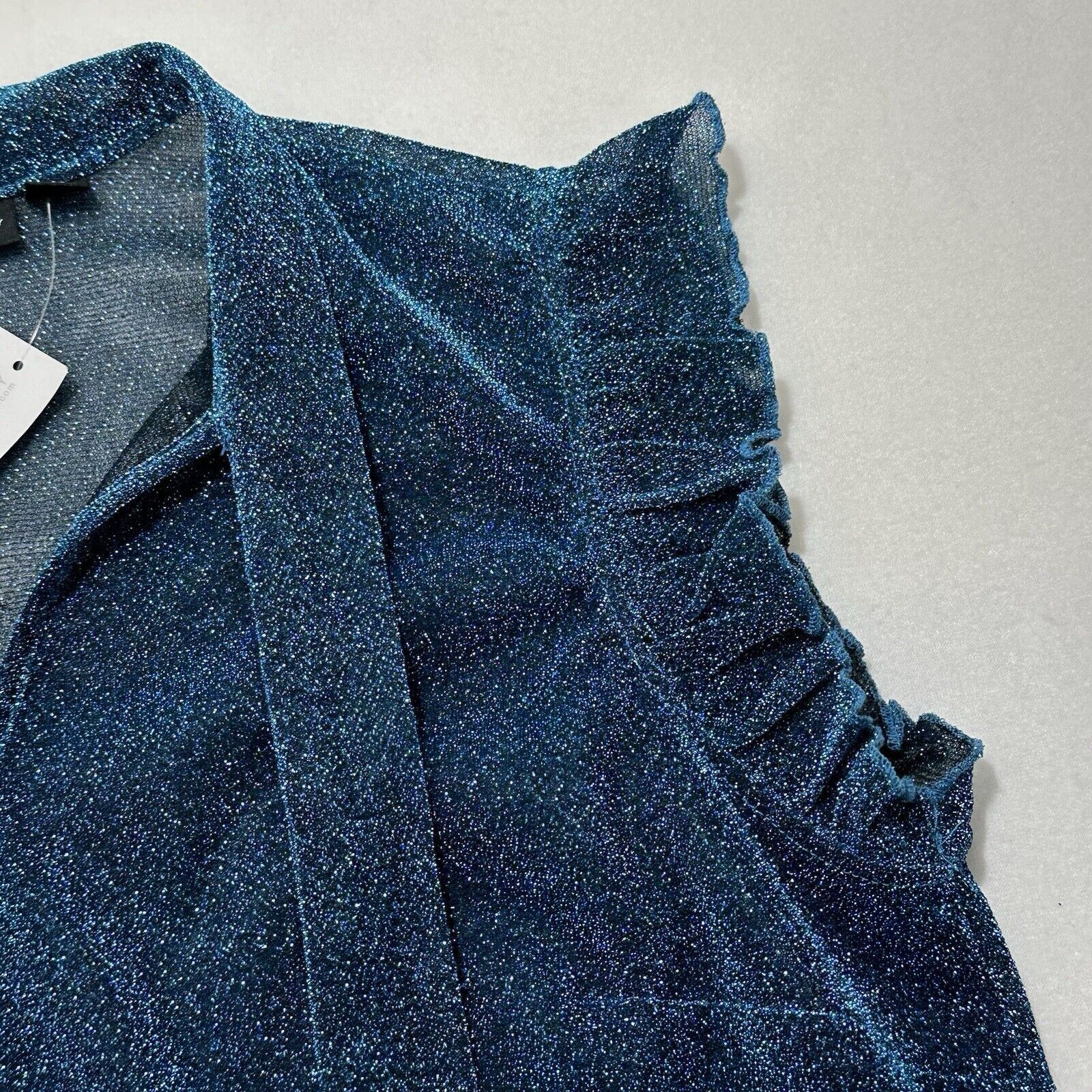 Other New York & Company Large Sparkle Glitter Flashy Blue Blouse Size L / US 10 / IT 46 - 5 Thumbnail