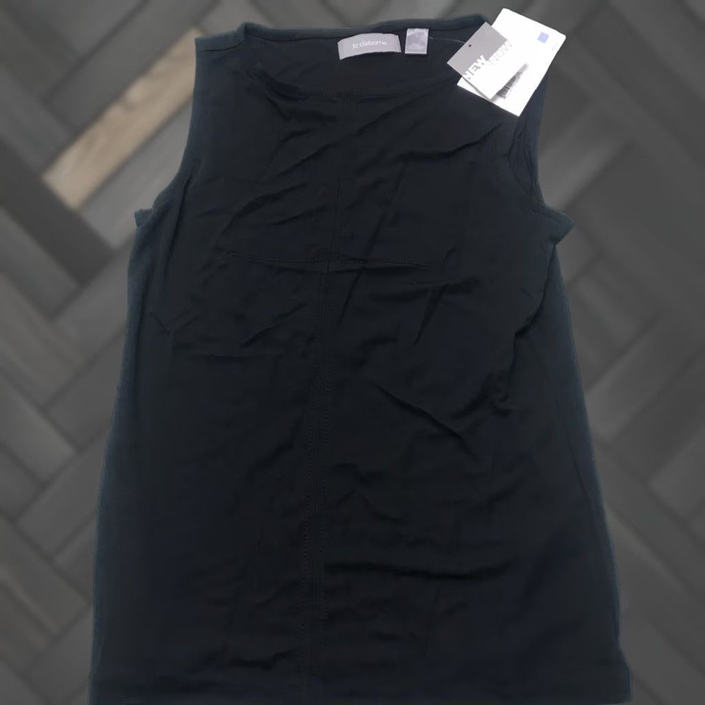 Liz Claiborne Liz Claiborne Black Sleeveless Tank-Style Top Shirt Women M Black Cotton Tank Top Ladies M Size M / US 6-8 / IT 42-44 - 1 Thumbnail