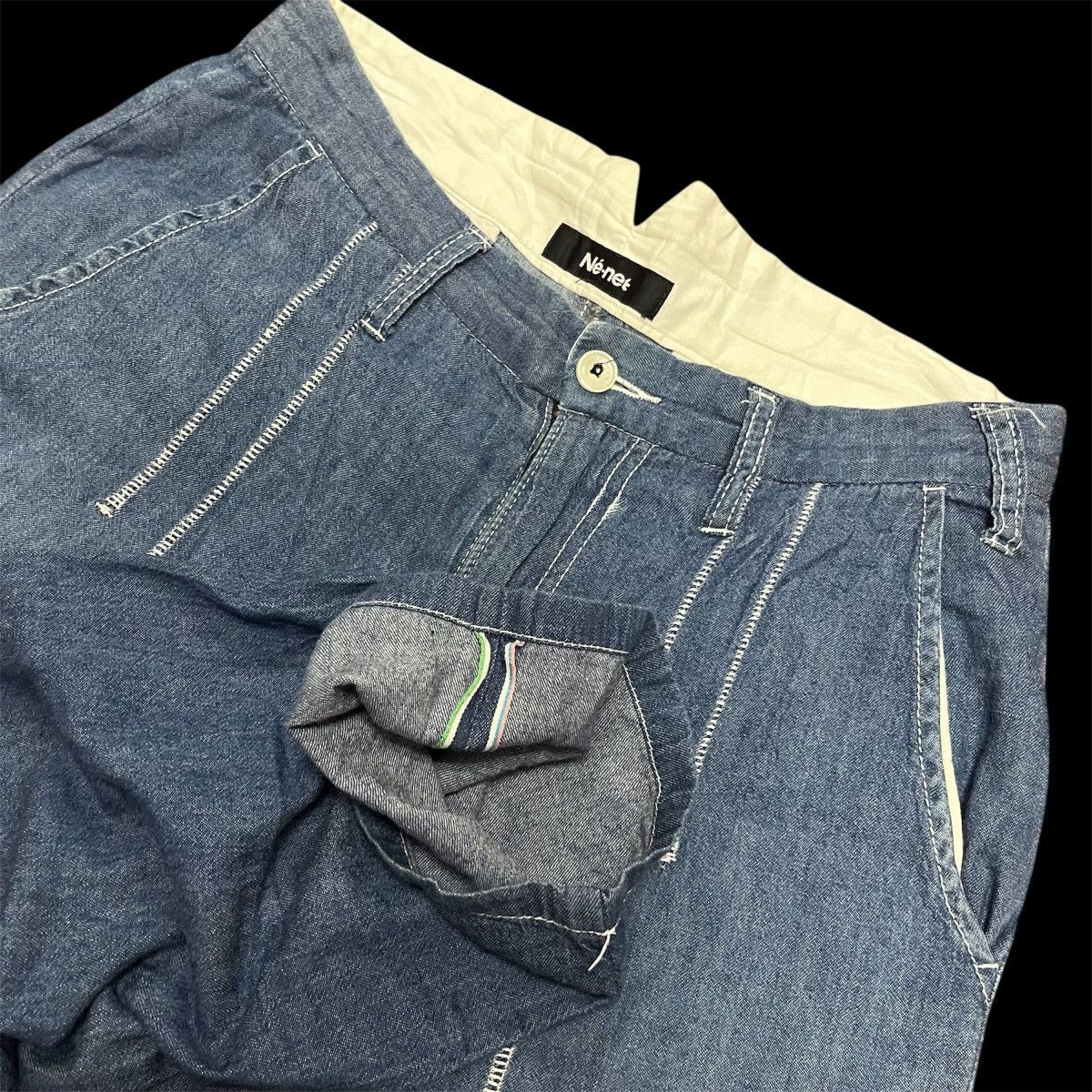 Japanese Brand NE-NET DENIM WIDE-LEG PANTS x ISSEY MIYAKE x SELVAGE Size US 29 - 4 Thumbnail