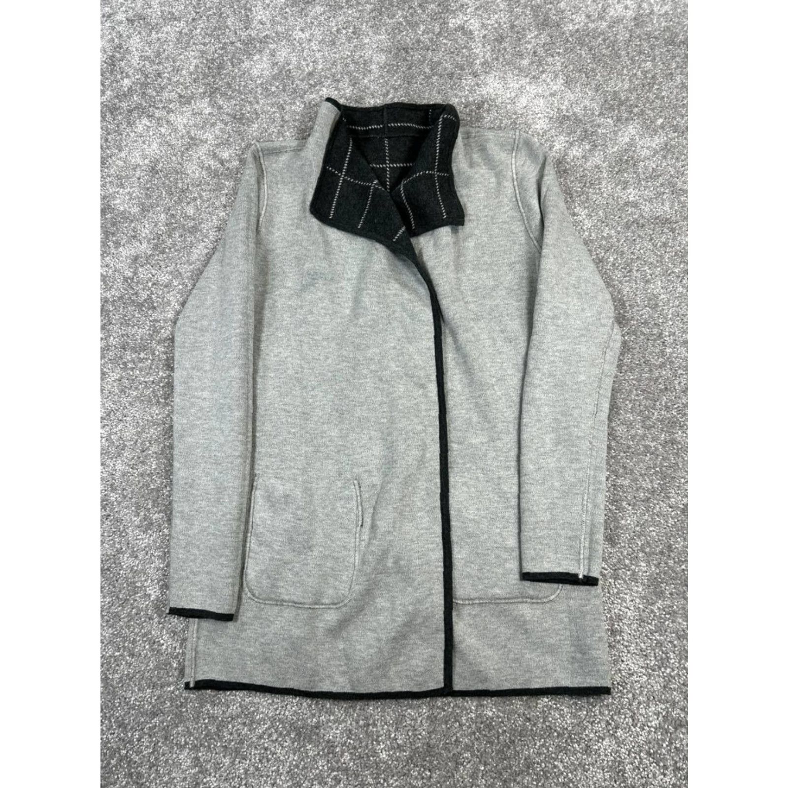 Loft VINTAGE LOFT Womens Sweater Cardigan Open Front XS Black Gray Cotton Casual Fall Winter Size XS / US 0-2 / IT 36-38 - 3 Thumbnail