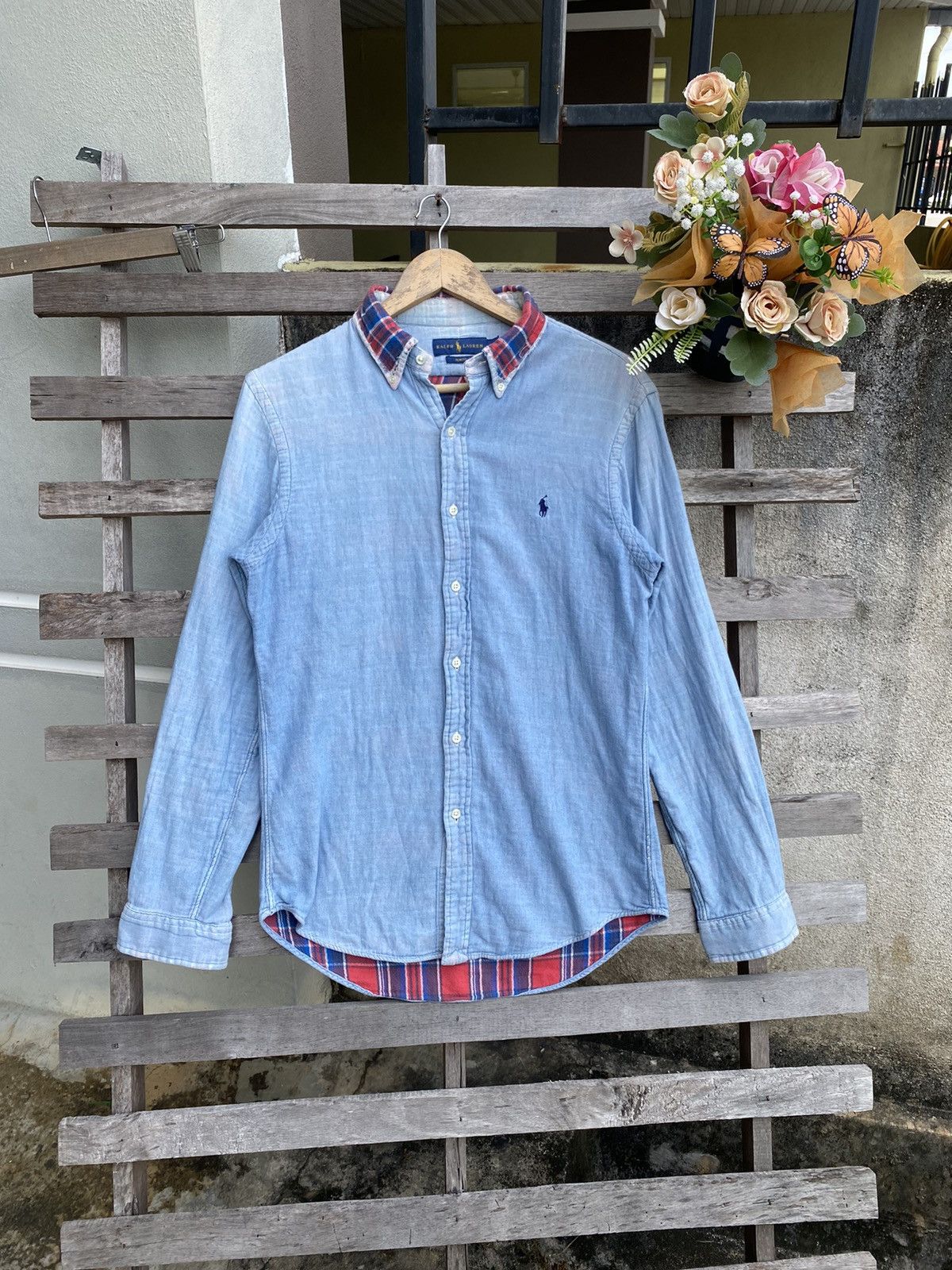 Vintage Vintage Polo Ralph Lauren Inner Flannel Shirt - distressed Size US M / EU 48-50 / 2 - 1 Thumbnail